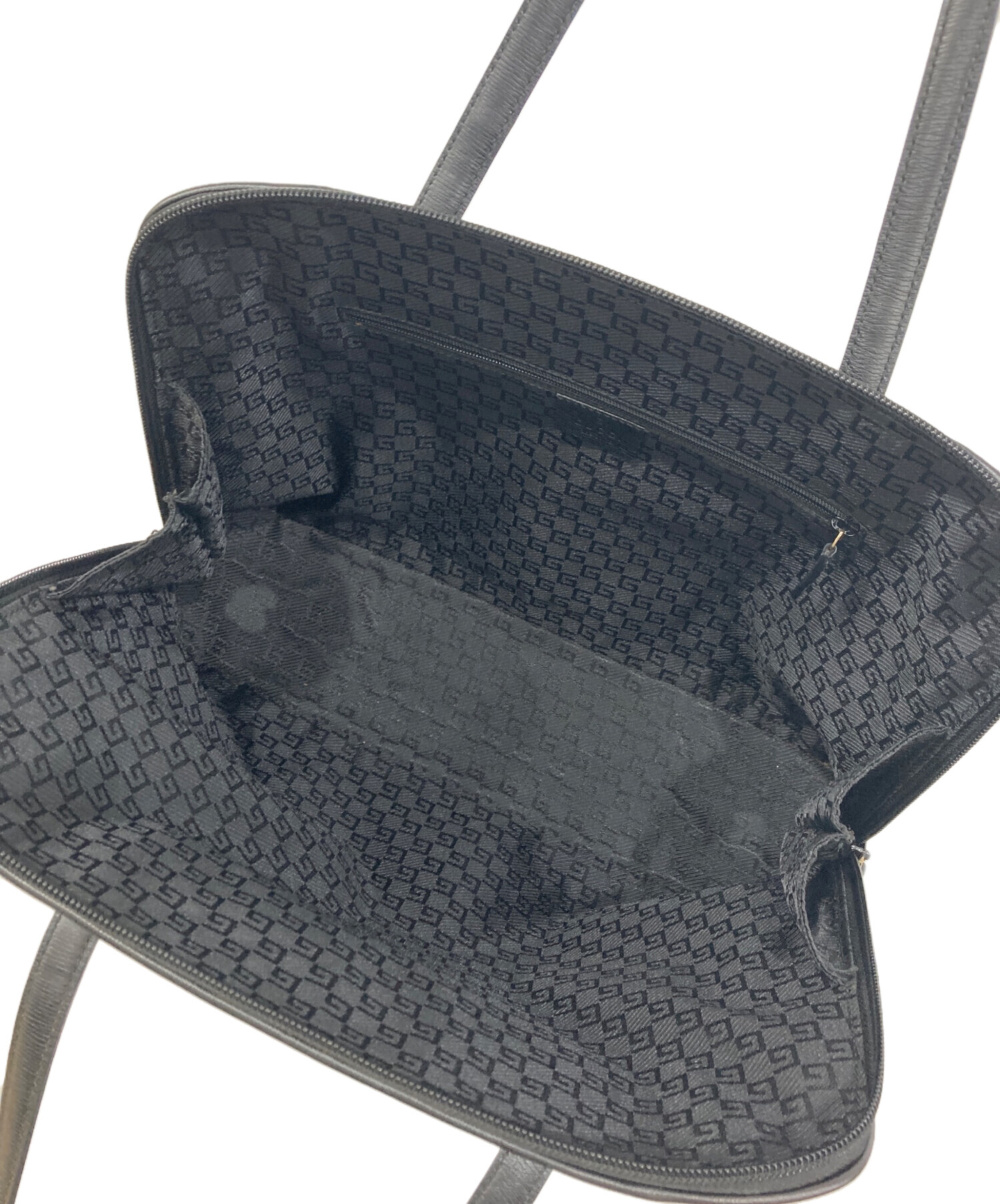 中古・古着通販】GUCCI (グッチ) レザートートバッグ ブラック 