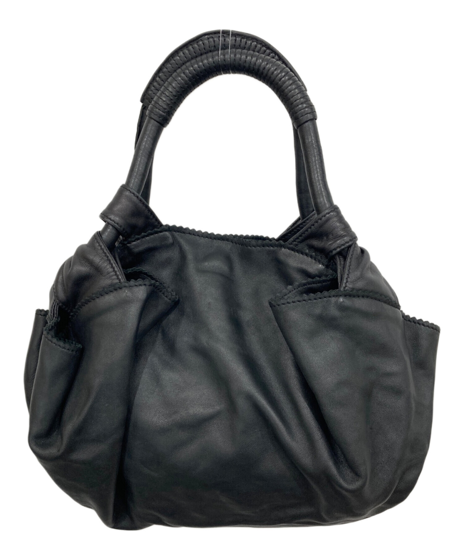 中古・古着通販】LOEWE (ロエベ) レザーハンドバッグ ブラック 