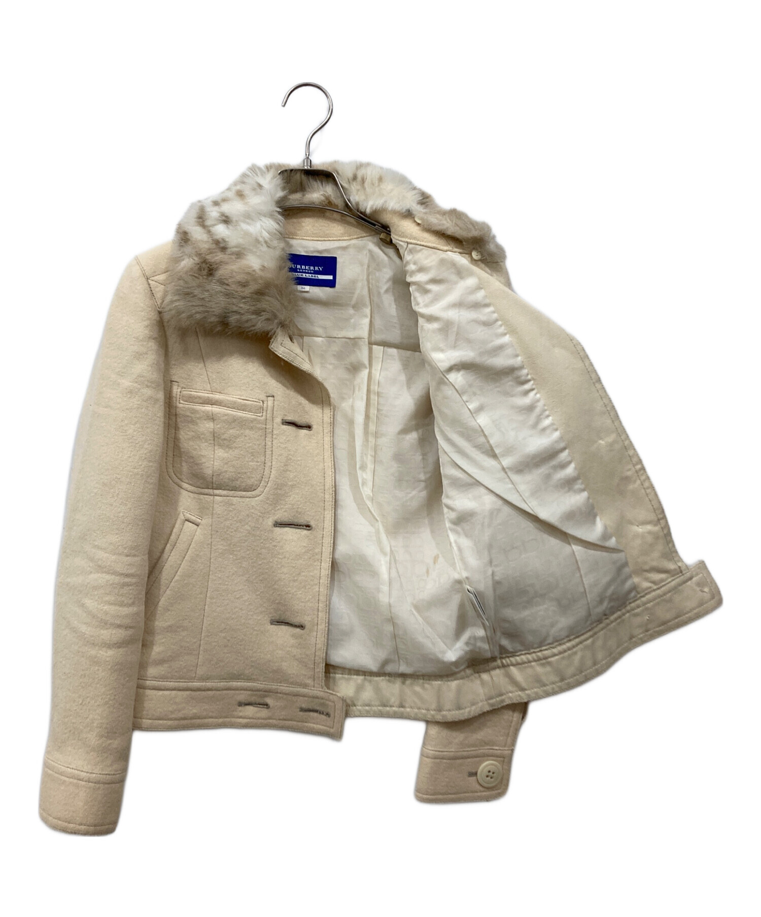 バーバリーブルーレーベル　ウールジャケット　クリーム色　38号 中古・古着通販】BURBERRY BLUE LABEL (バーバリーロンドンブルー