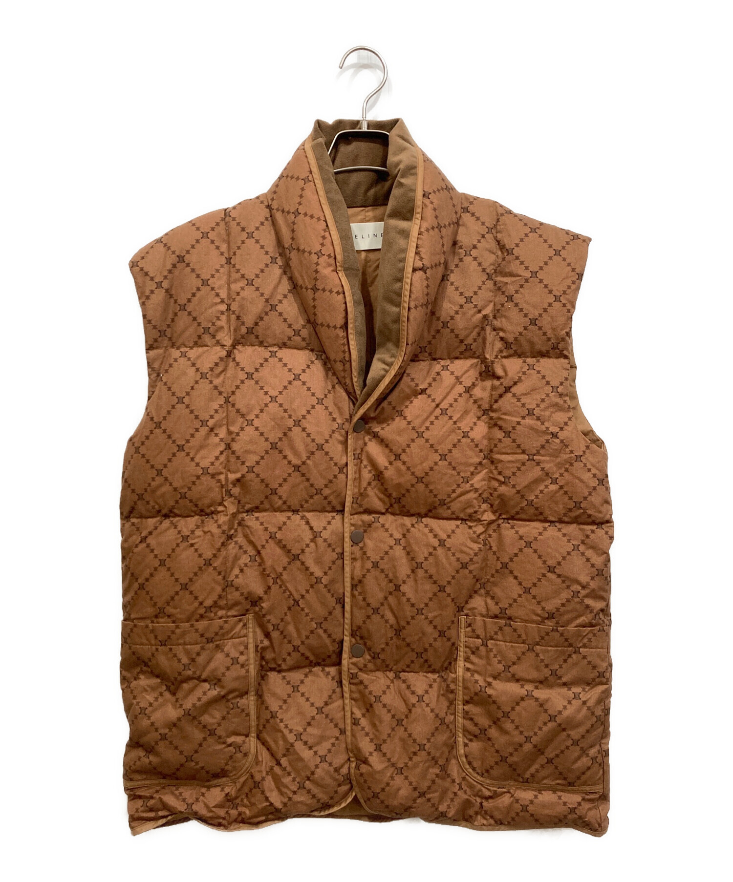 中古・古着通販】CELINE (セリーヌ) マカダム柄ダウンベスト ベージュ