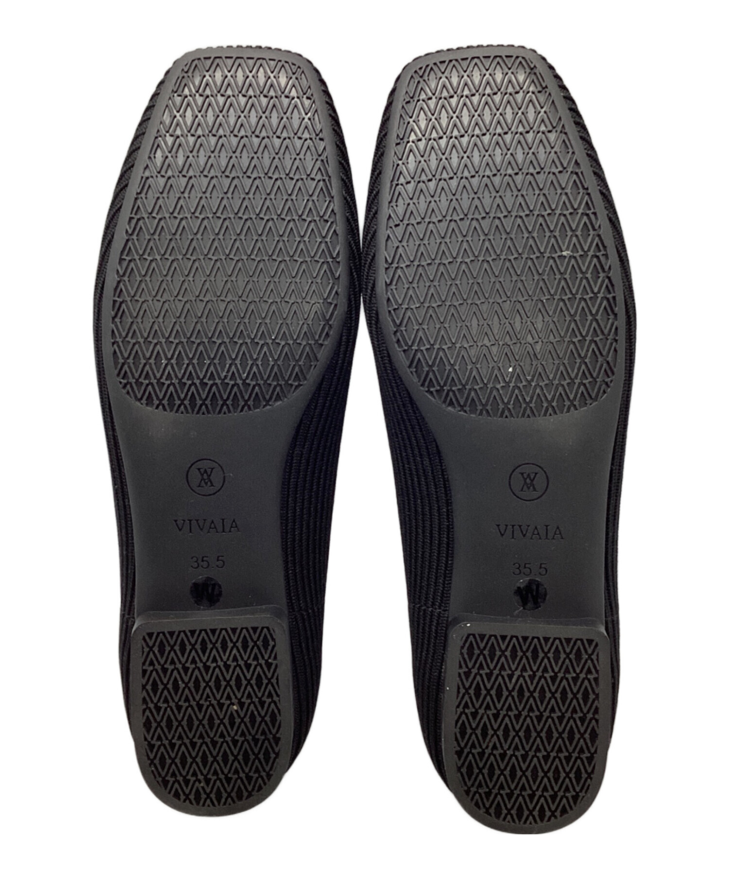 VIVAIA スクエアトゥ ニット フラット シューズ ブラック35.5 中古・古着通販】VIVAIA (ビバイア) スクエアトゥフラットシューズ