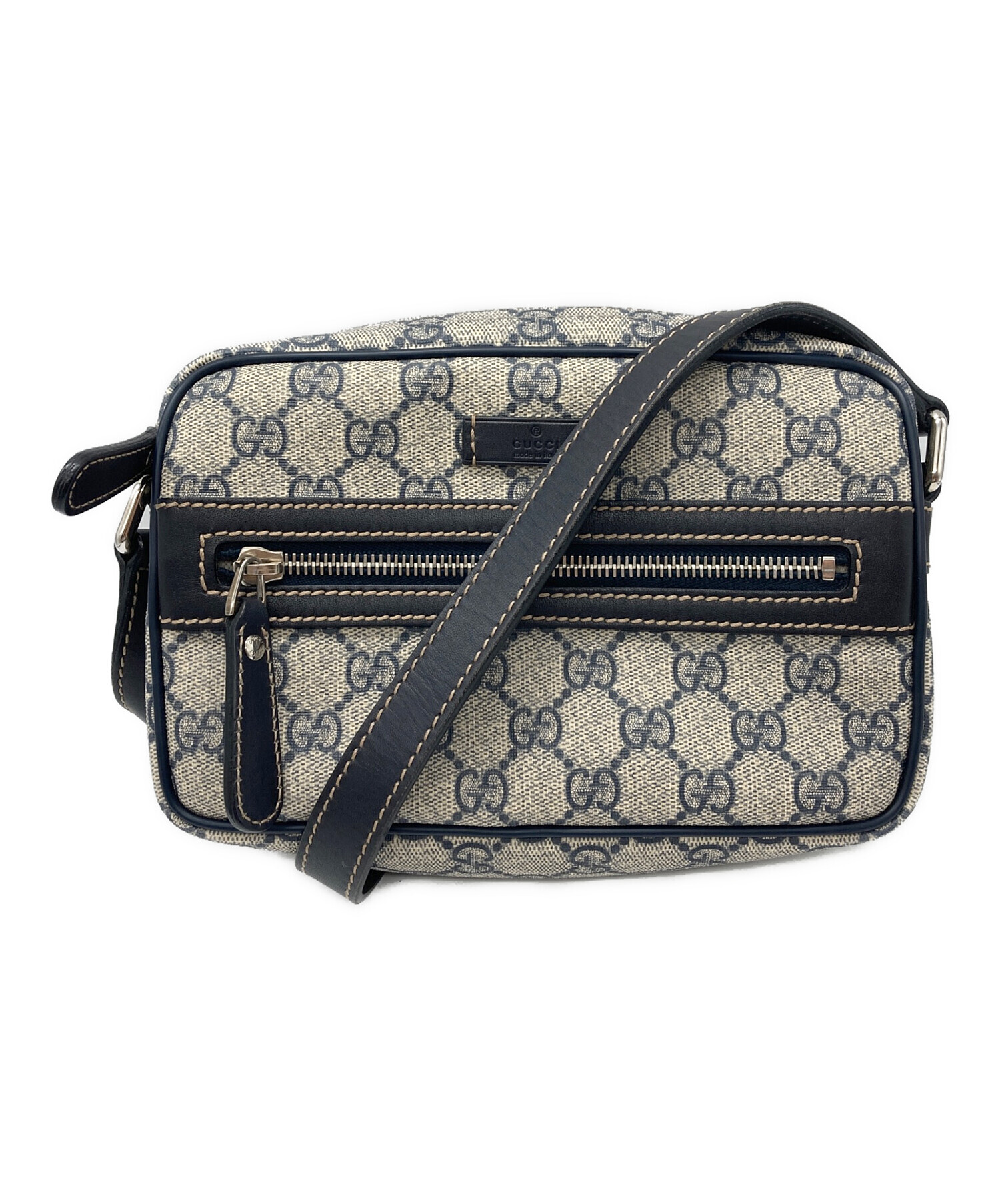 中古・古着通販】GUCCI (グッチ) ショルダーバッグ ネイビー×ベージュ 