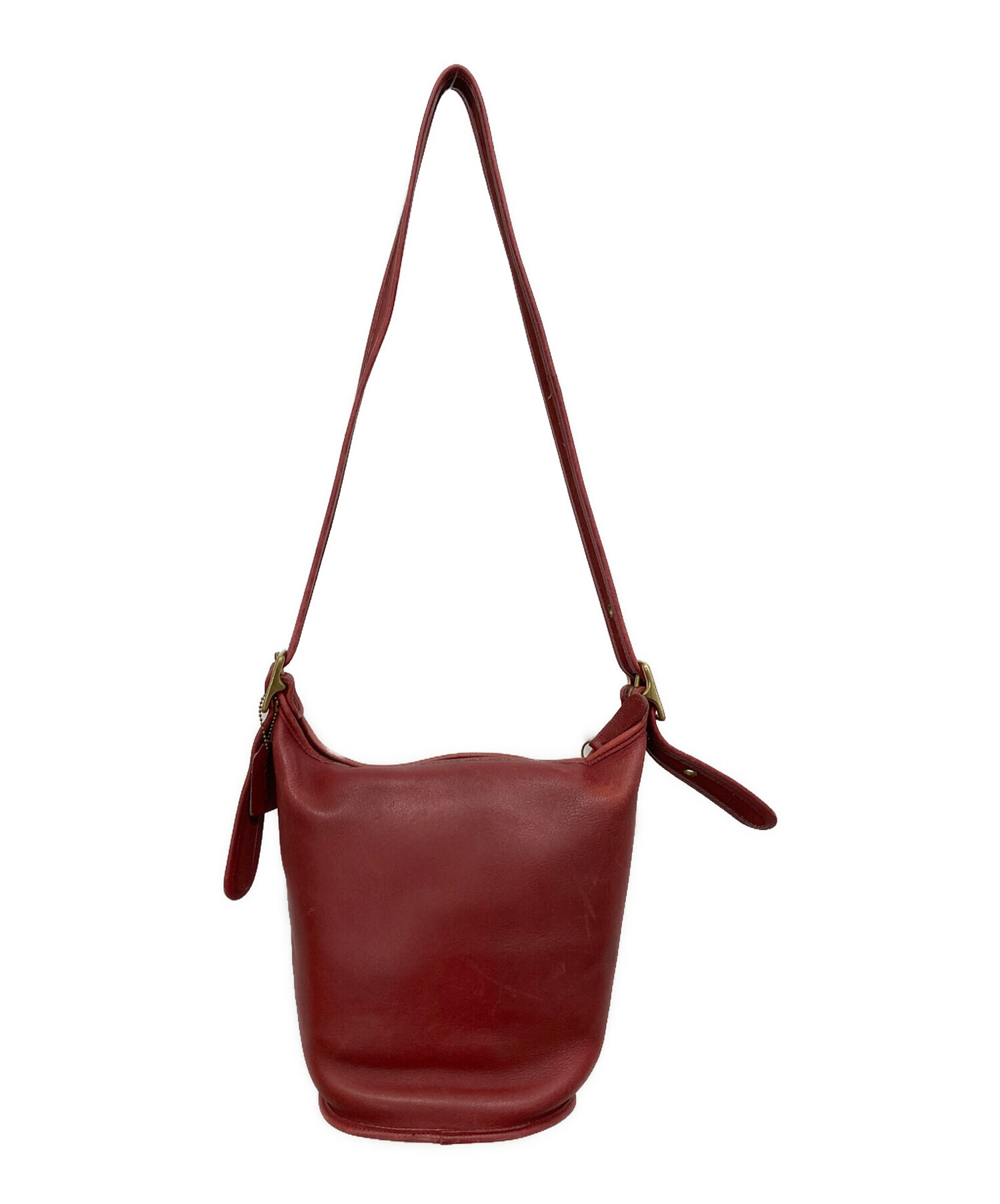 中古・古着通販】COACH (コーチ) レザーショルダーバッグ レッド