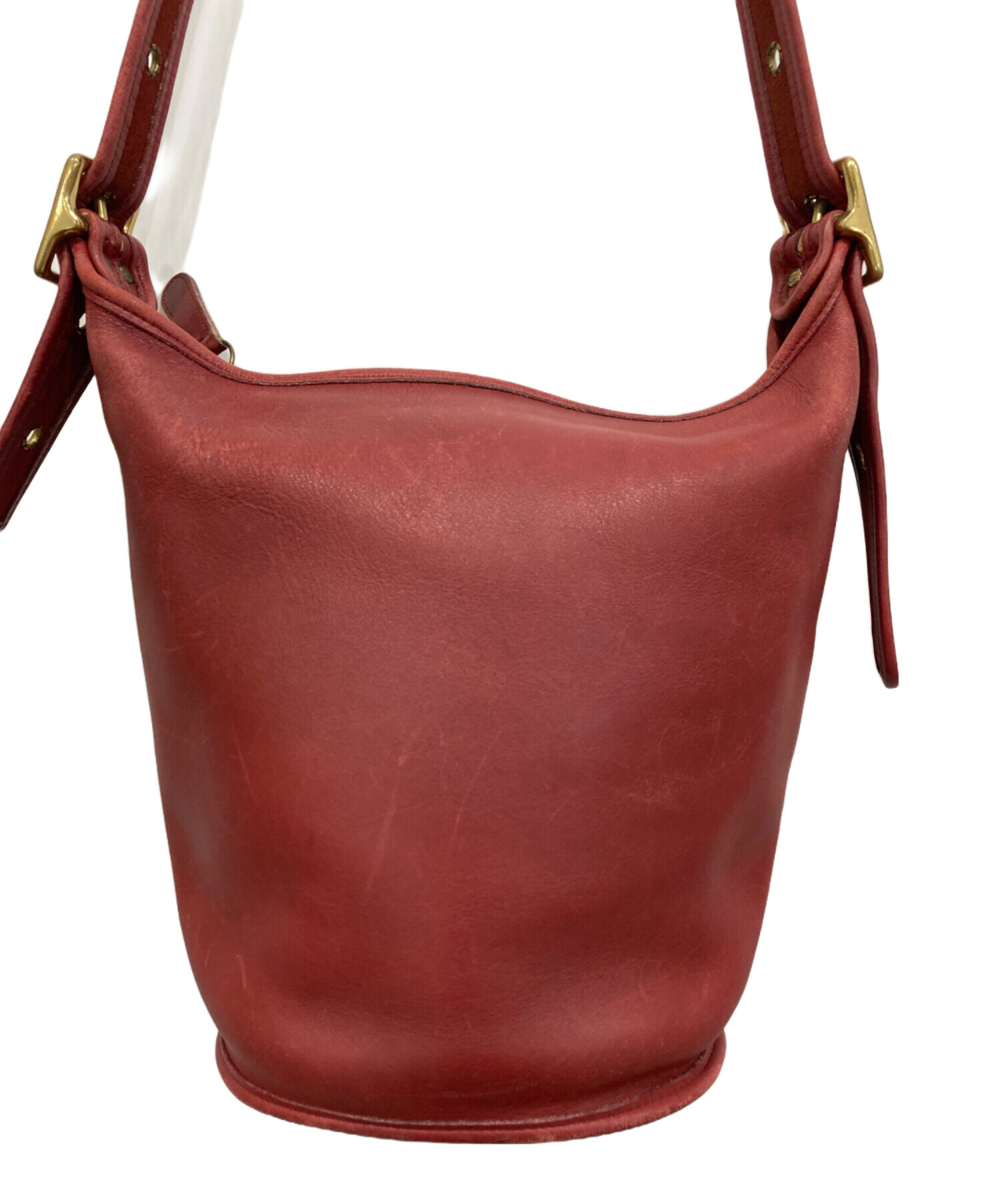 中古・古着通販】COACH (コーチ) レザーショルダーバッグ レッド