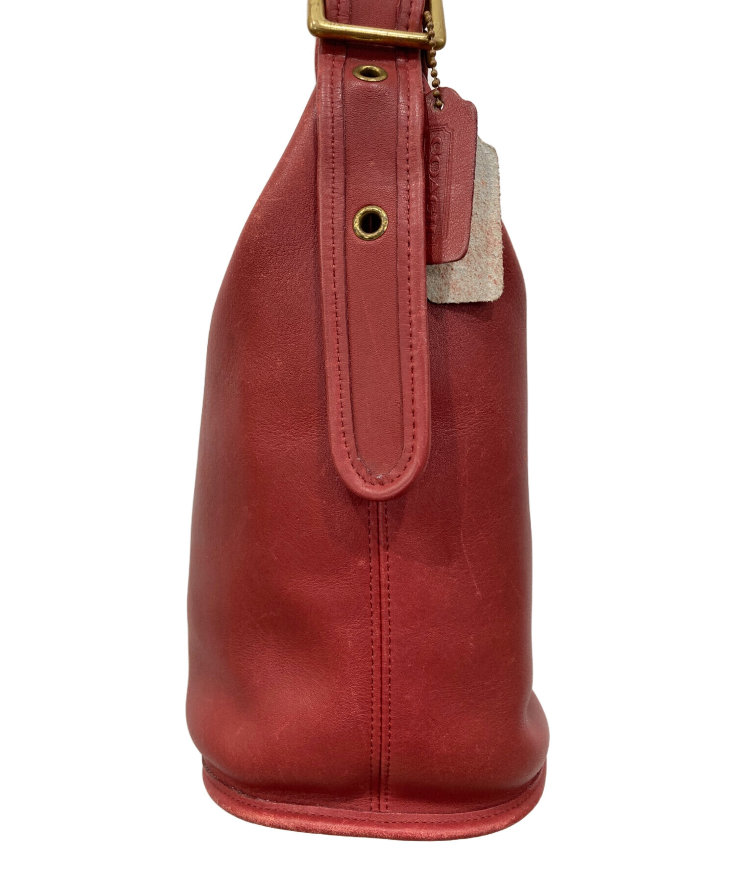 中古・古着通販】COACH (コーチ) レザーショルダーバッグ レッド