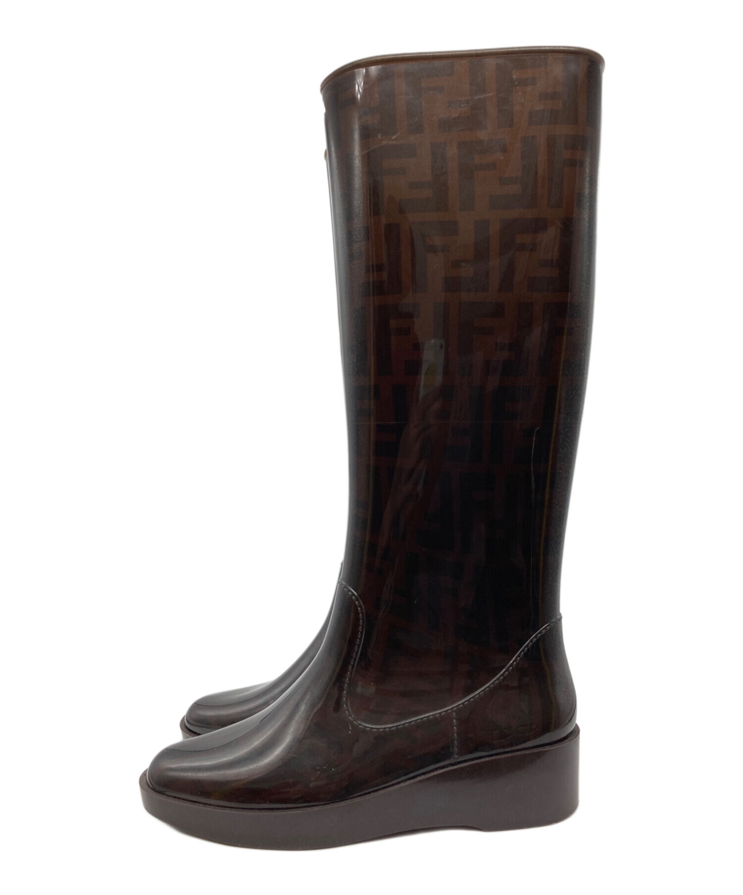 中古・古着通販】FENDI (フェンディ) ズッカ柄レインブーツ ブラウン