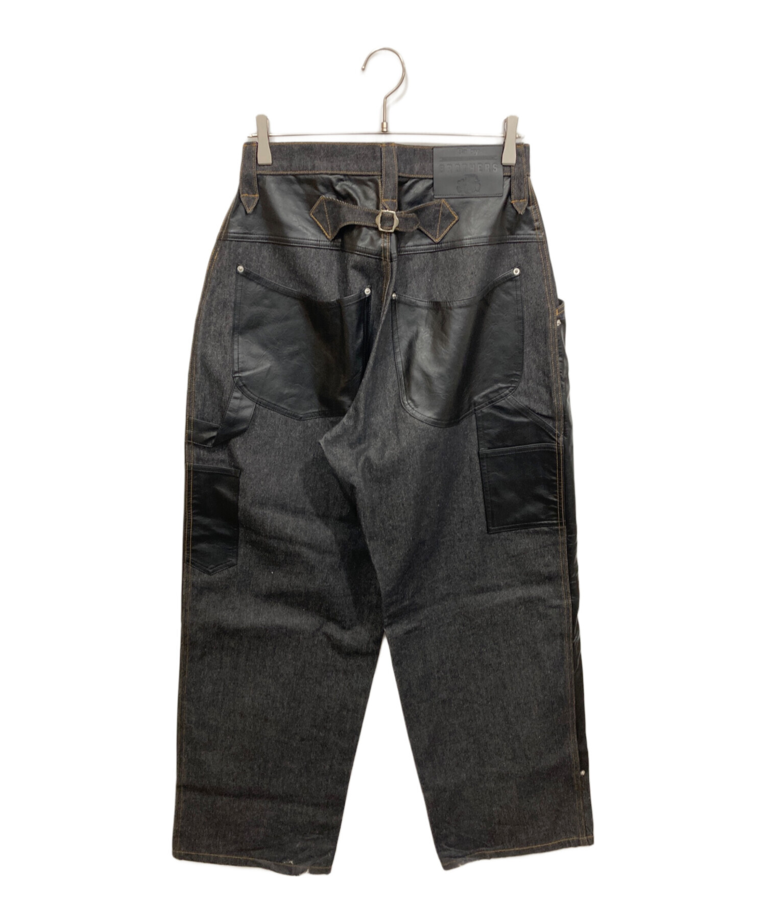 ballsy brothers ウエスタンレザーダブルニーワイドパンツ