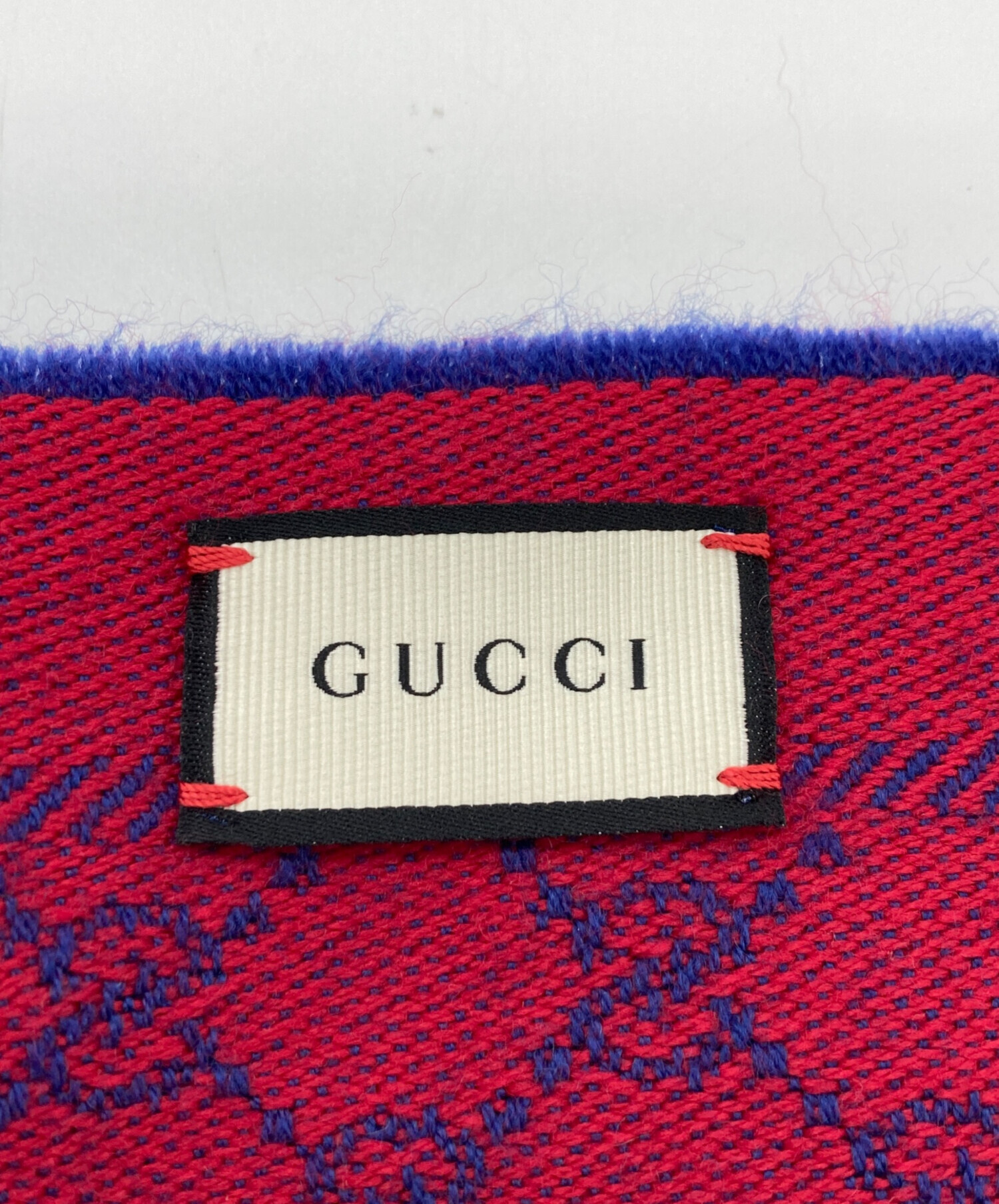 中古・古着通販】GUCCI (グッチ) GGジャガードウールマフラー レッド