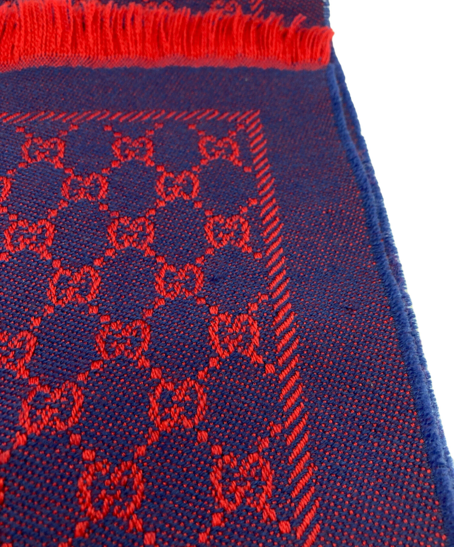 中古・古着通販】GUCCI (グッチ) GGジャガードウールマフラー レッド