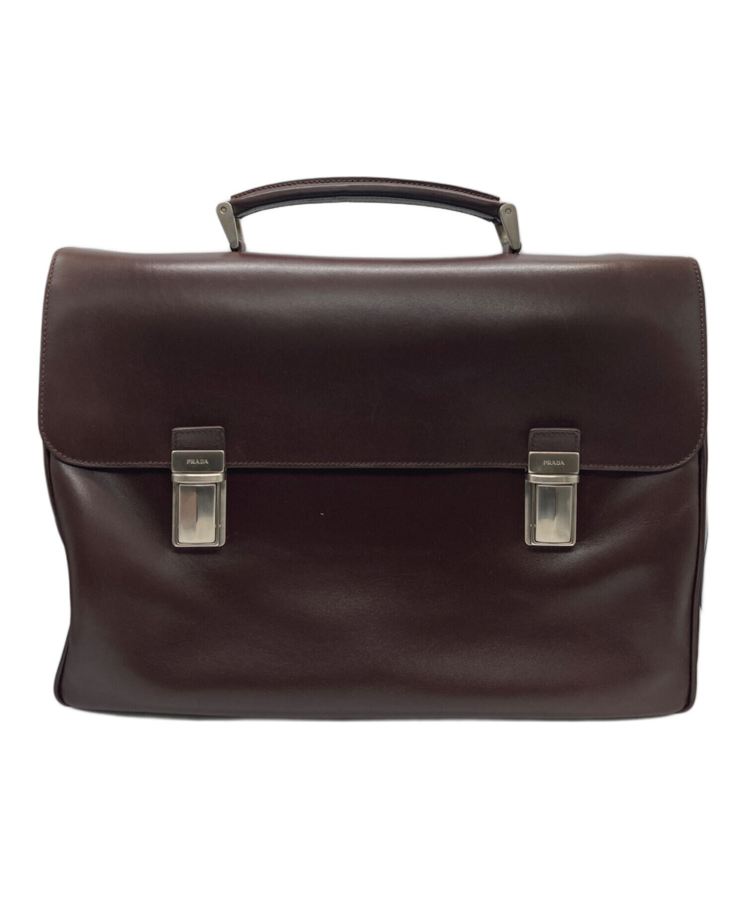 中古・古着通販】PRADA (プラダ) レザーブリーフケース ブラウン 