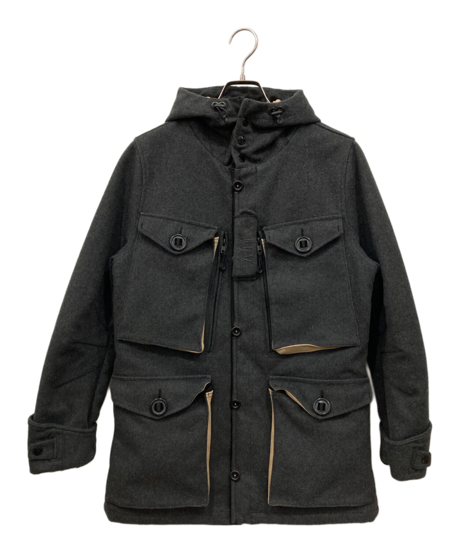 中古・古着通販】Denham (デンハム) ウール混フーデッドコート グレー 