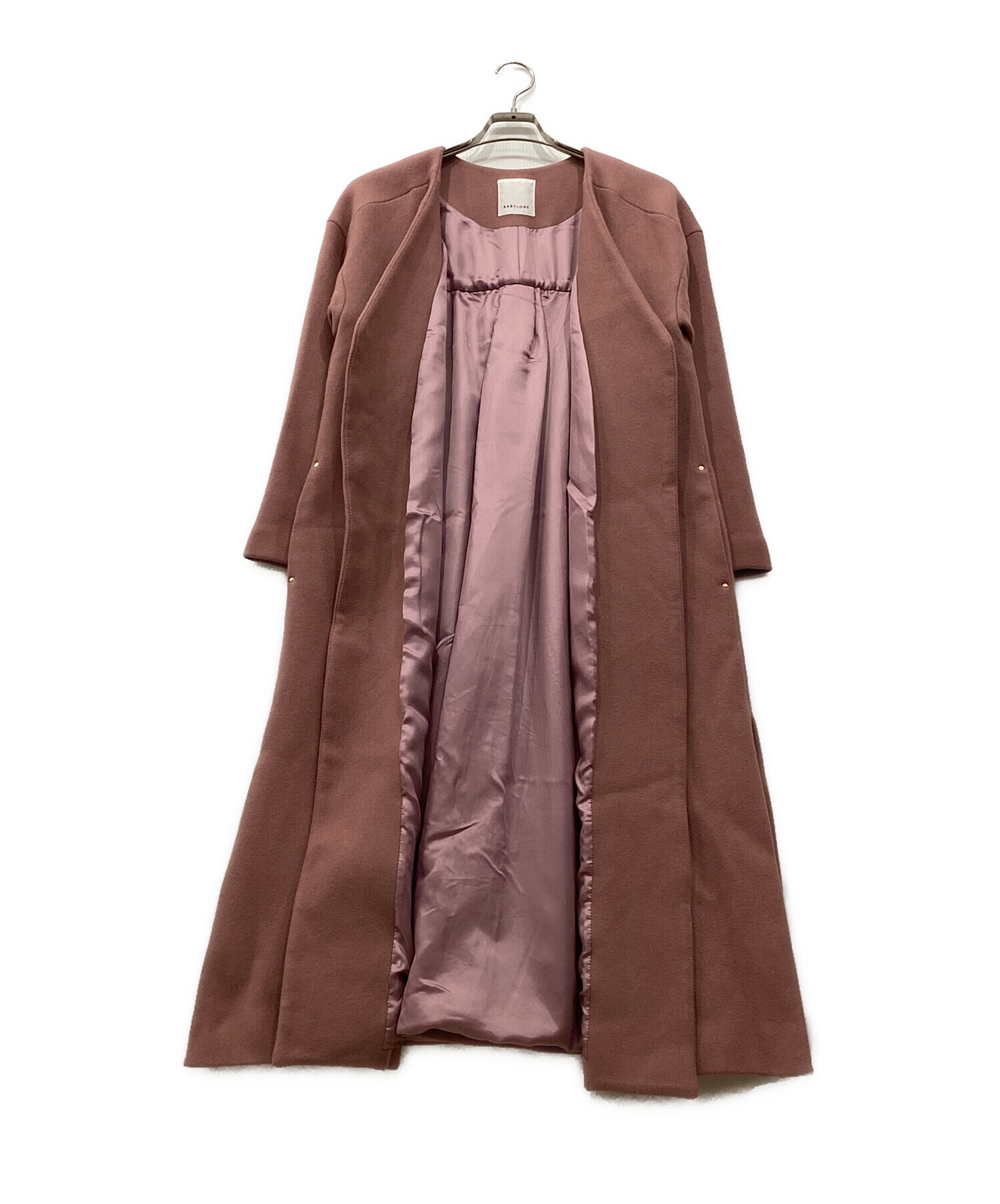 BABYLONE バビロン ノーカラー ガウンコート 38 くすみピンク BABYLONE 