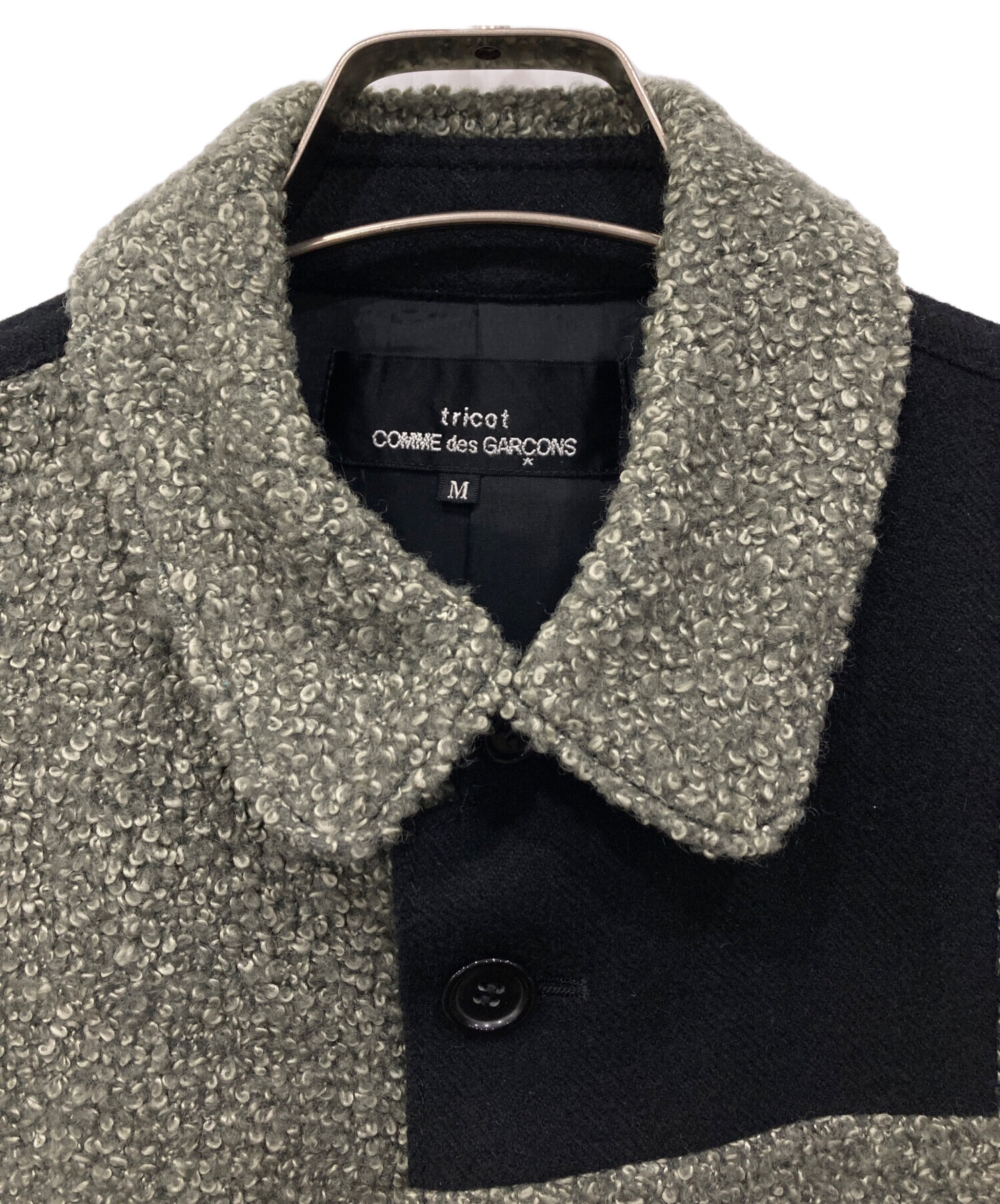 トリココムデギャルソン ツイードブルゾン ジャケット フェイクレザー切替え M 中古・古着通販】tricot COMME des GARCONS (トリコ