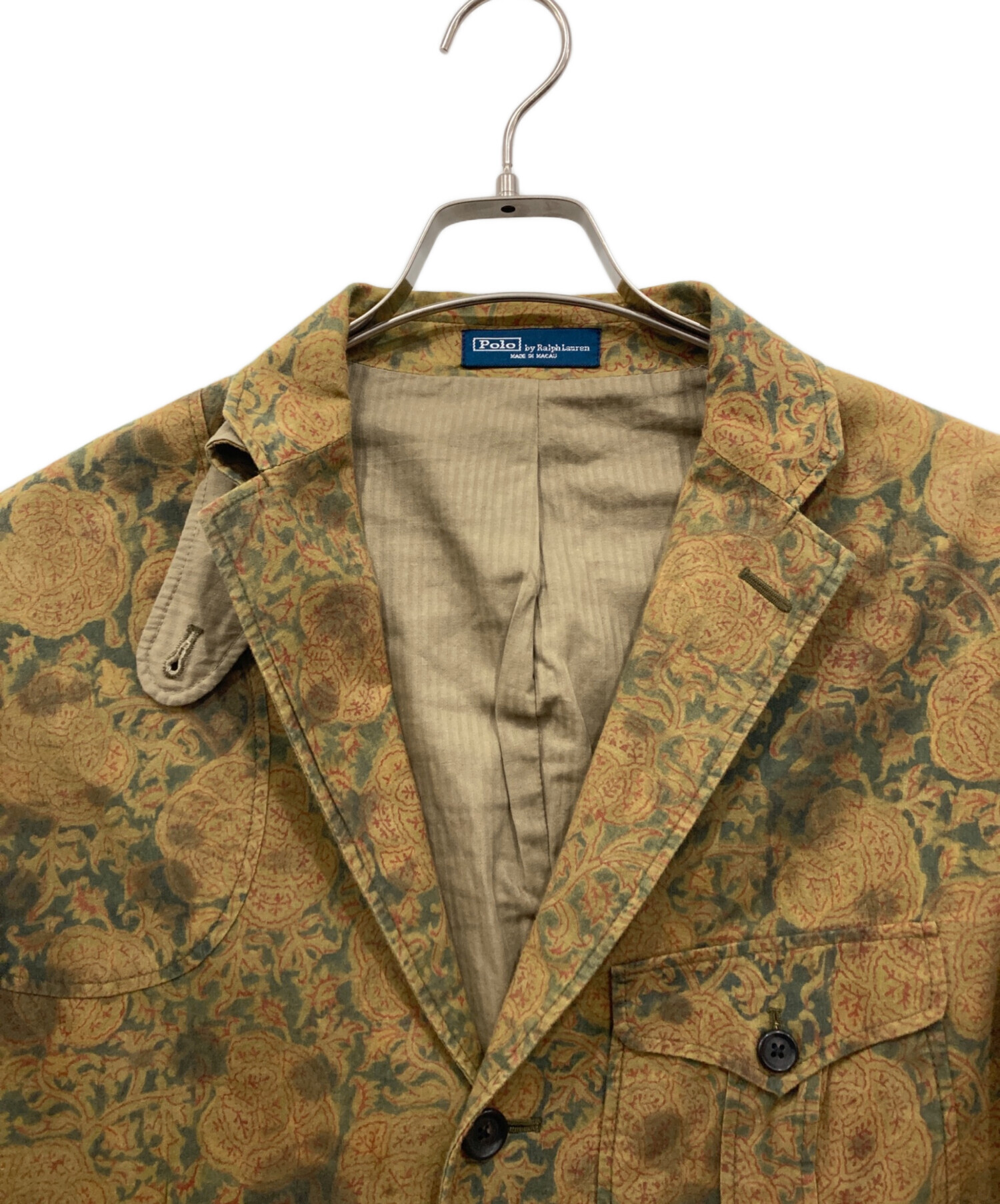 ポロラルフローレン テーラードジャケット イタリア ベージュ 40R 中古・古着通販】POLO RALPH LAUREN (ポロ・ラルフローレン) 総柄