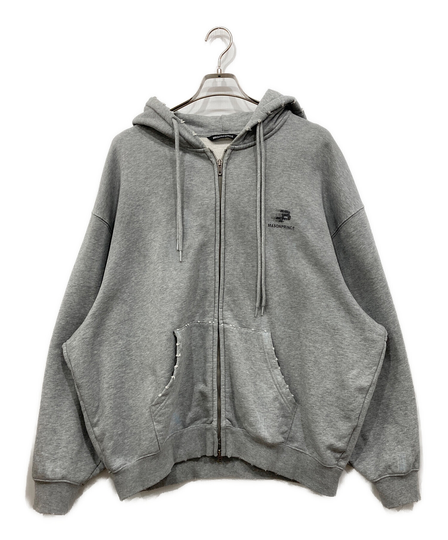 PRPS グレー ペイント加工 フードジップパーカ XL 初期モデル 日本製 国内発送・安心販売体制 PRPS グレー ペイント加工 フードジップパーカ