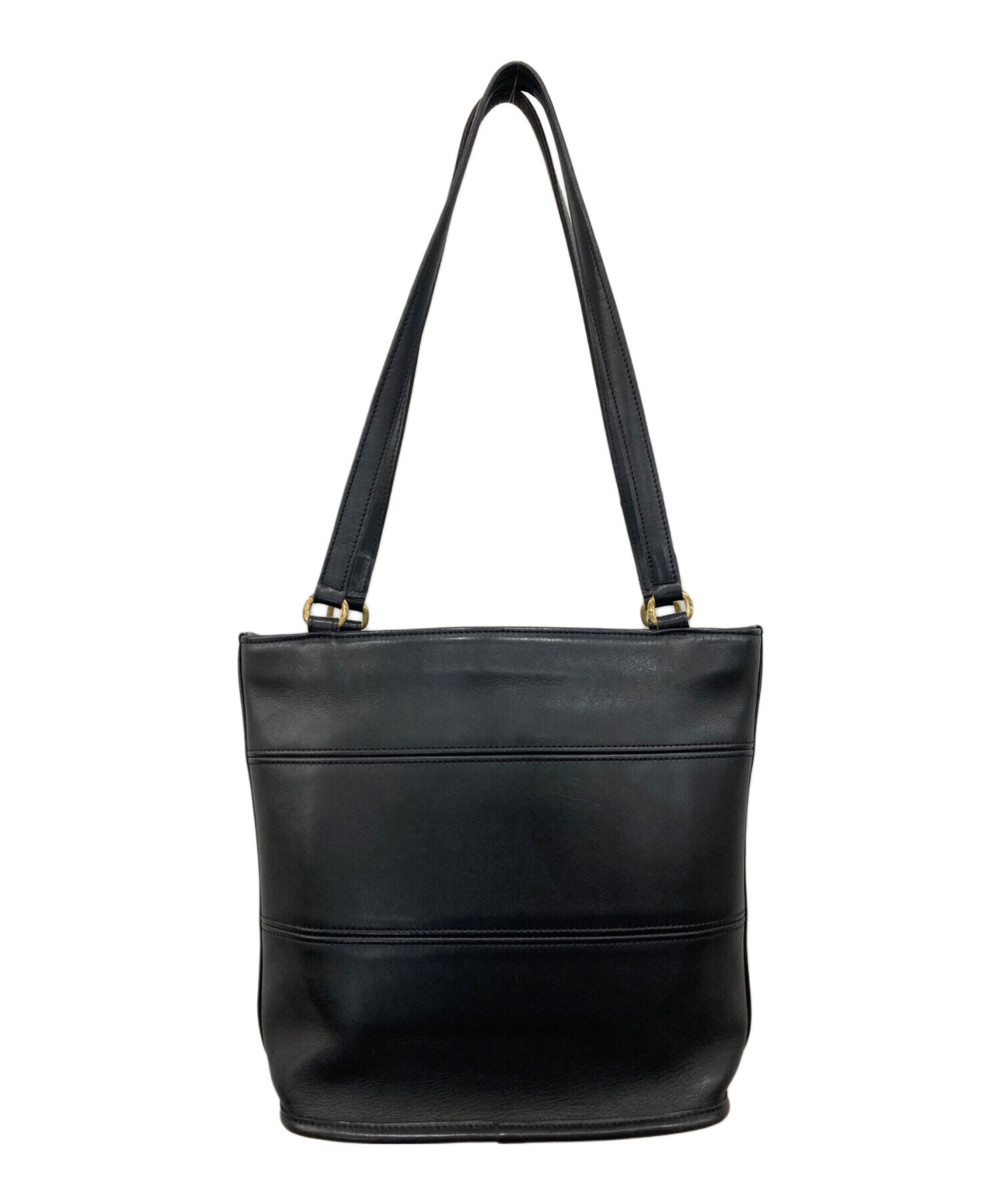 極美品】COACH コーチ トートバッグ レザー ブラック 黒 ロゴ入り 