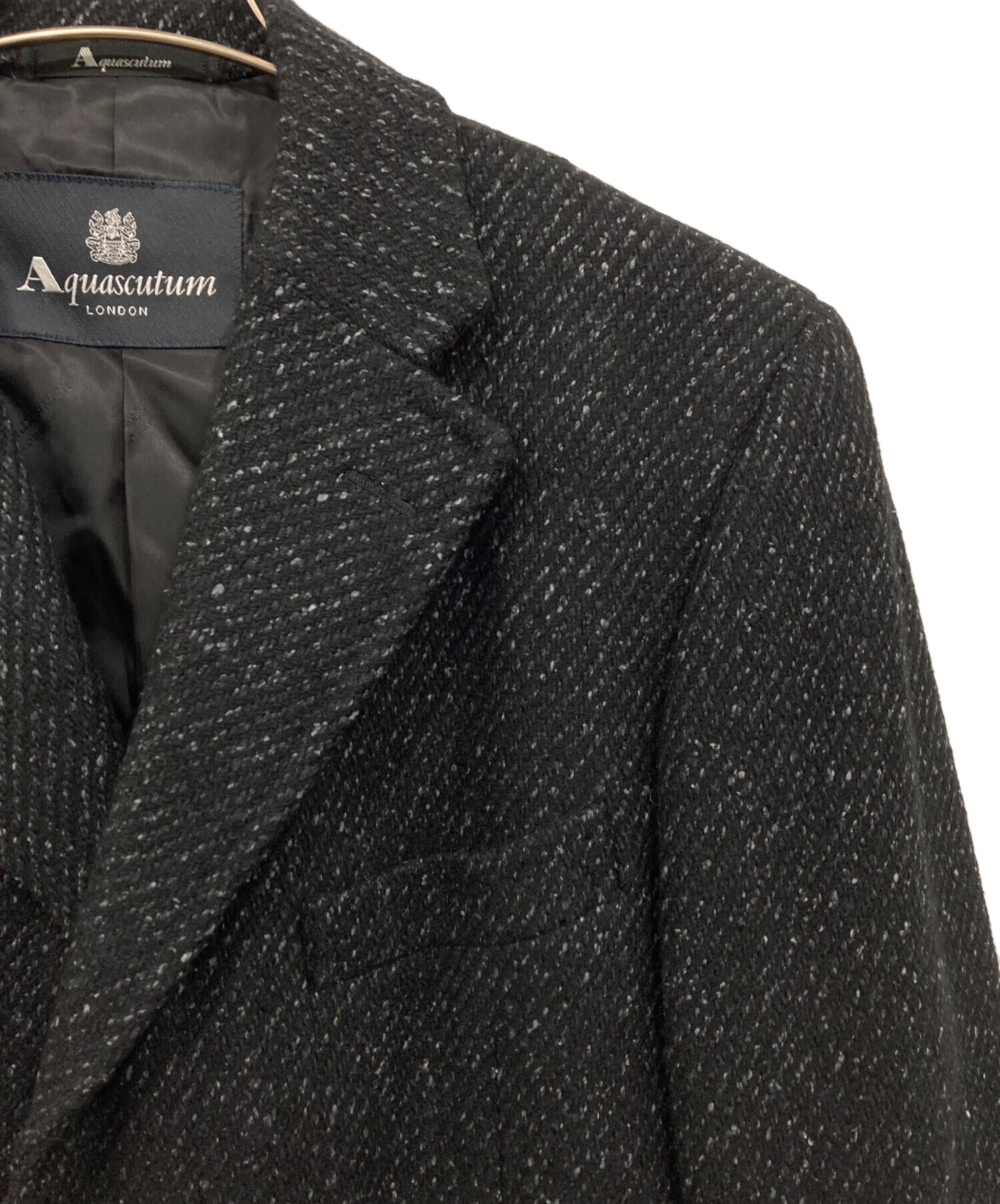 Aquascutum ダブルブレスト チェスターコート ネイビー 38 古着 Aquascutum ダブルブレスト チェスターコート ネイビー 38 古着
