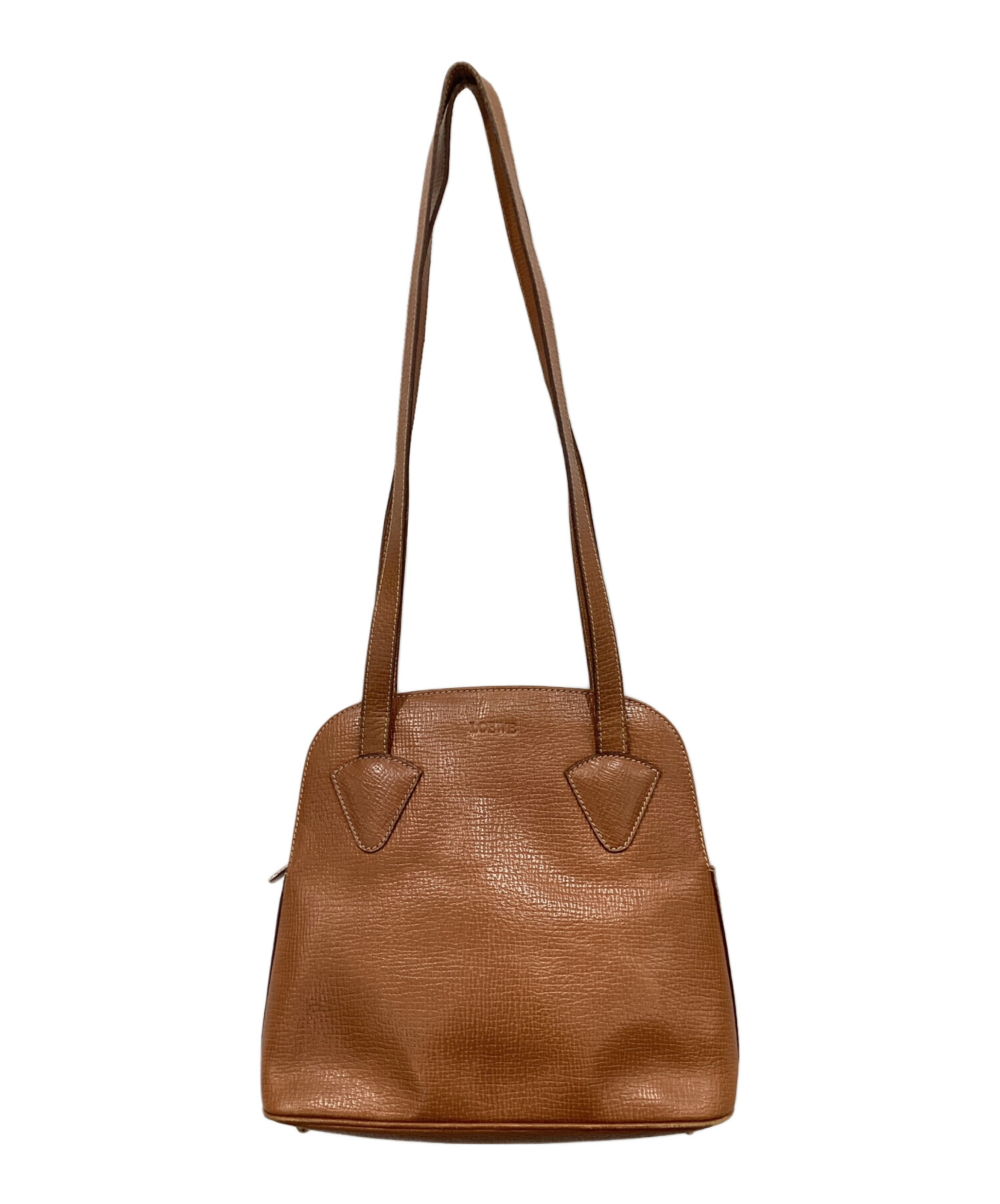 LOEWE レザートートバッグ（ダークブラウン系） LOEWE ロエベ レオ トートバッグ レザー ダークブラウン オレンジ