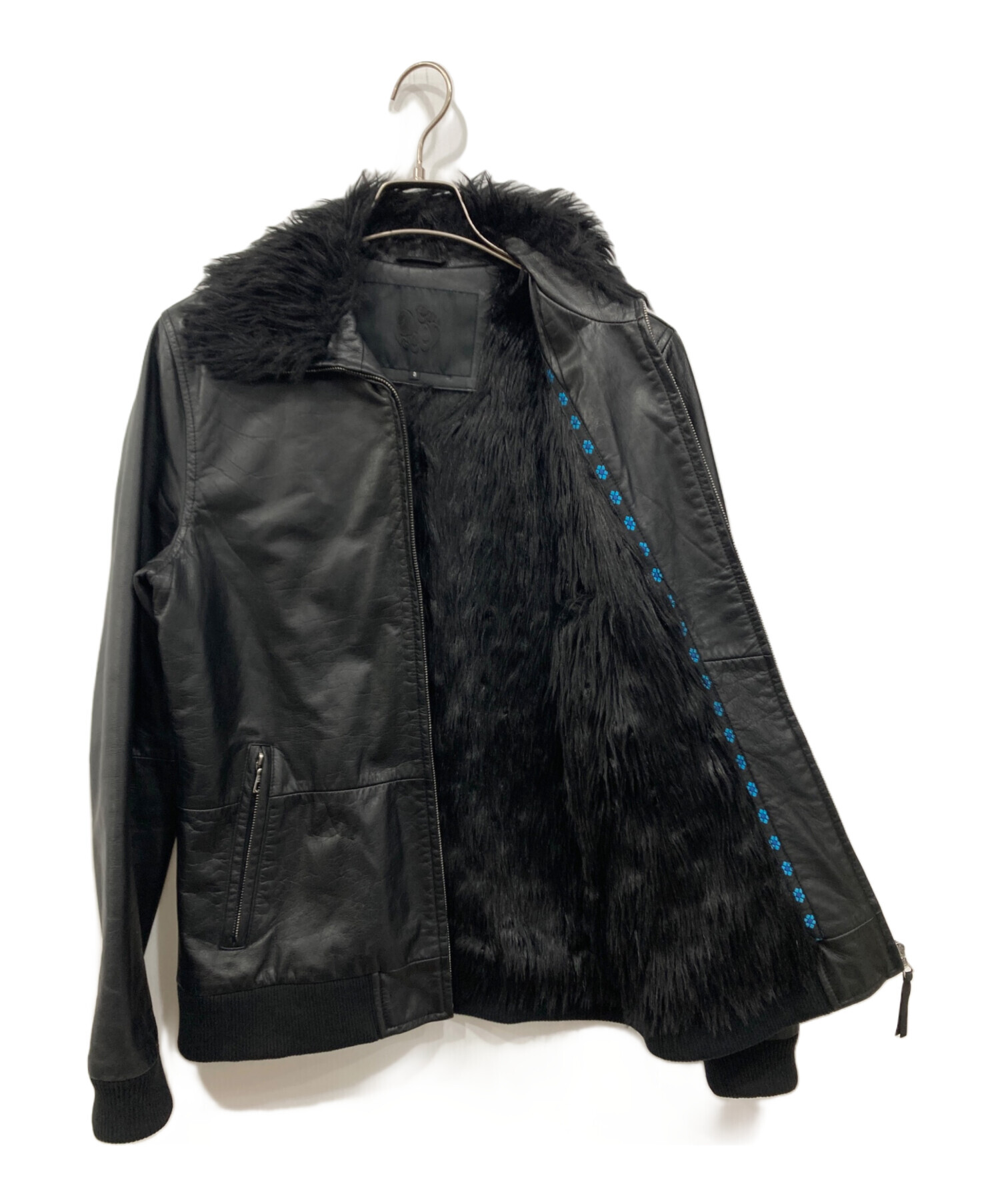 美品　Pretty Green プリティーグリーン　ブルゾン　刺繍　ジャケット 中古・古着通販】Pretty Green (プリティーグリーン) 襟ファーレザー