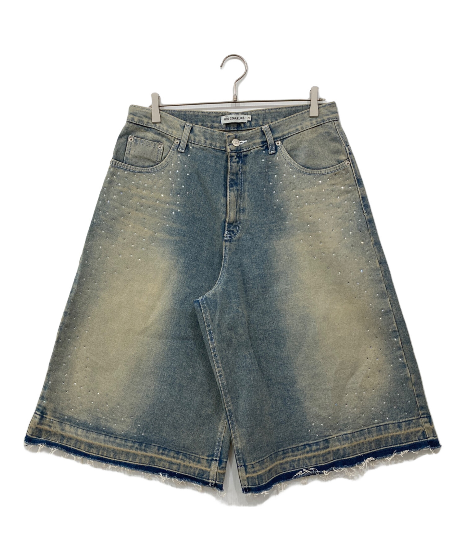 【古着】 ビーズ装飾デニムショーツ 中古・古着通販】NOS COULEURS (ノ クールール) WIDE DENIM SHORTS