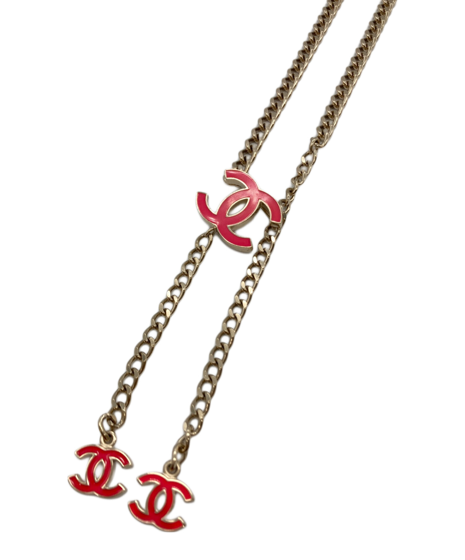 中古・古着通販】CHANEL (シャネル) ココマークチェーンベルト レッド