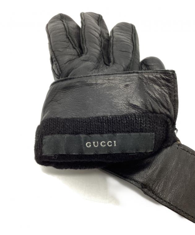 中古・古着通販】GUCCI (グッチ) レザーグローブ ブラック｜ブランド