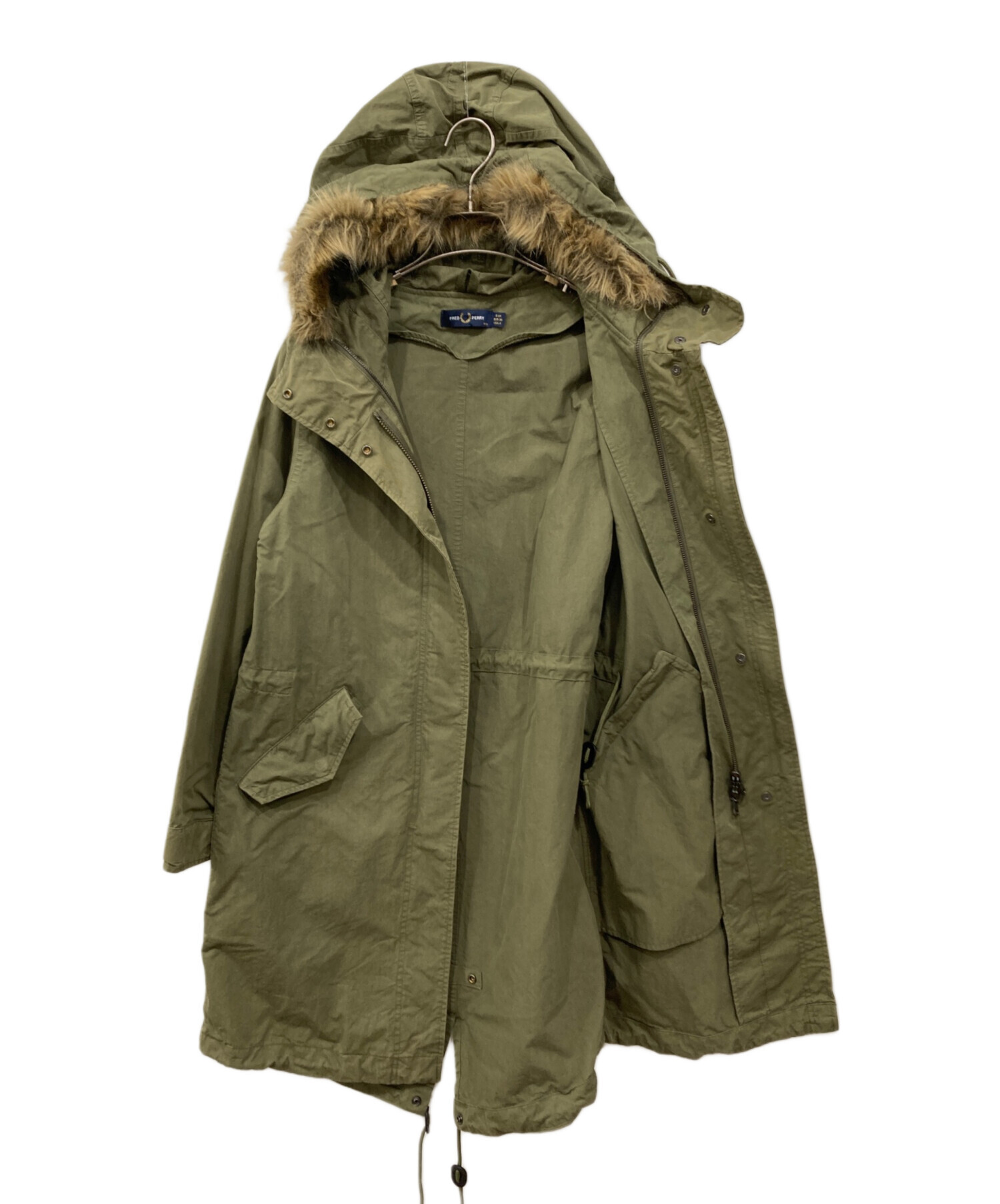 【美品】FRED PERRY モッズコート ボア ライナー ファー カーキ S 中古・古着通販】FRED PERRY (フレッドペリー) ファー付モッズコート