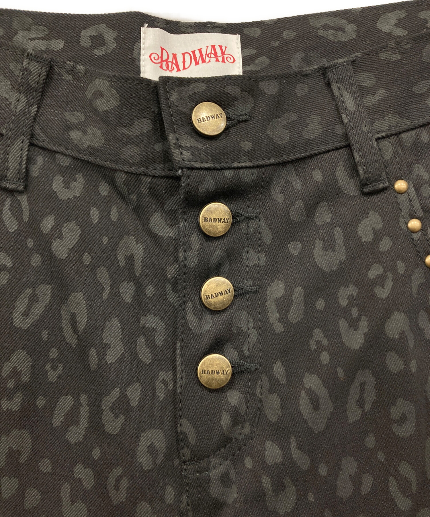 BADWAY Leopard straight denim pants L Ezra Straight Leopard Denim