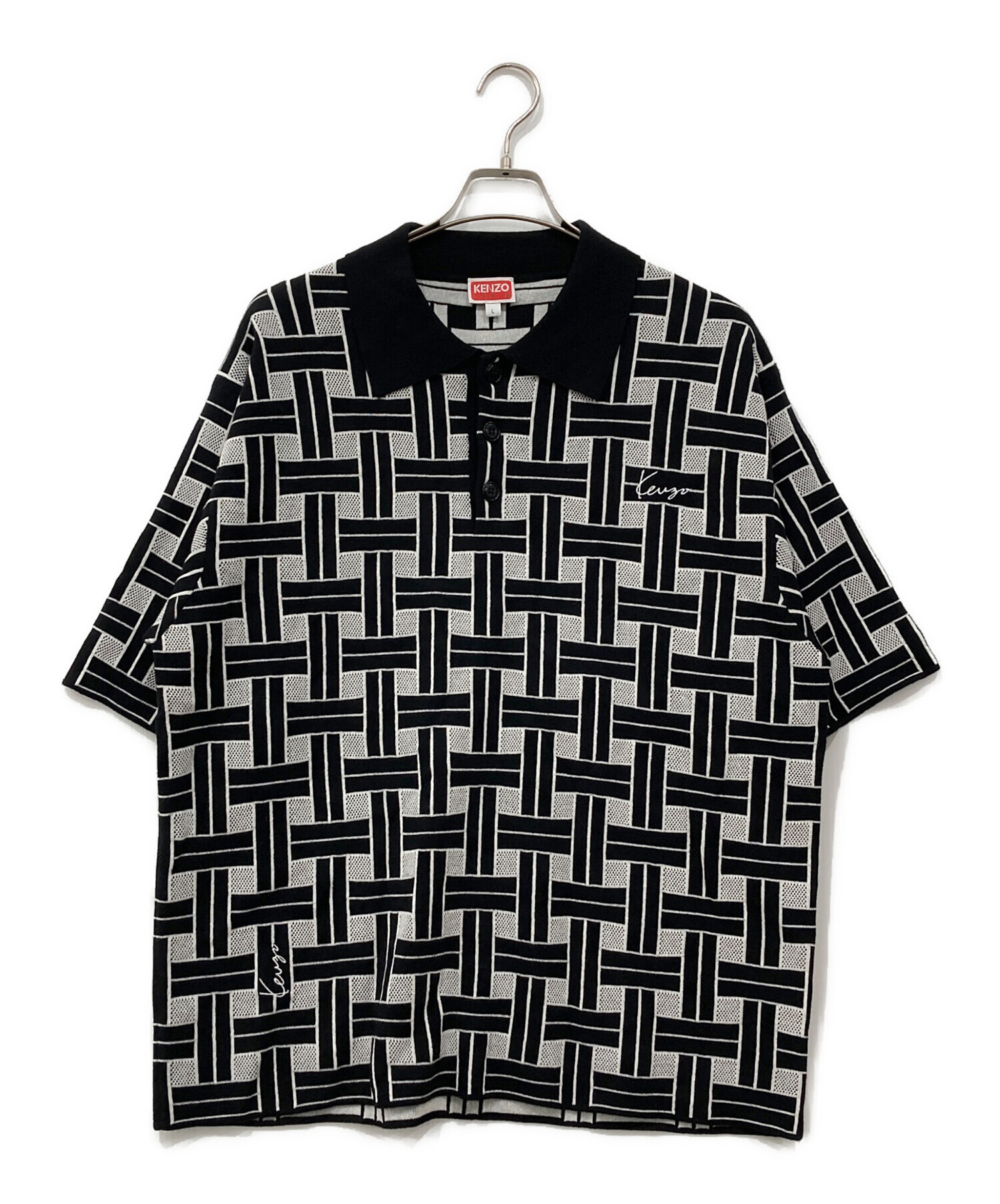 中古・古着通販】KENZO (ケンゾー) ポロシャツ ブラック×ホワイト
