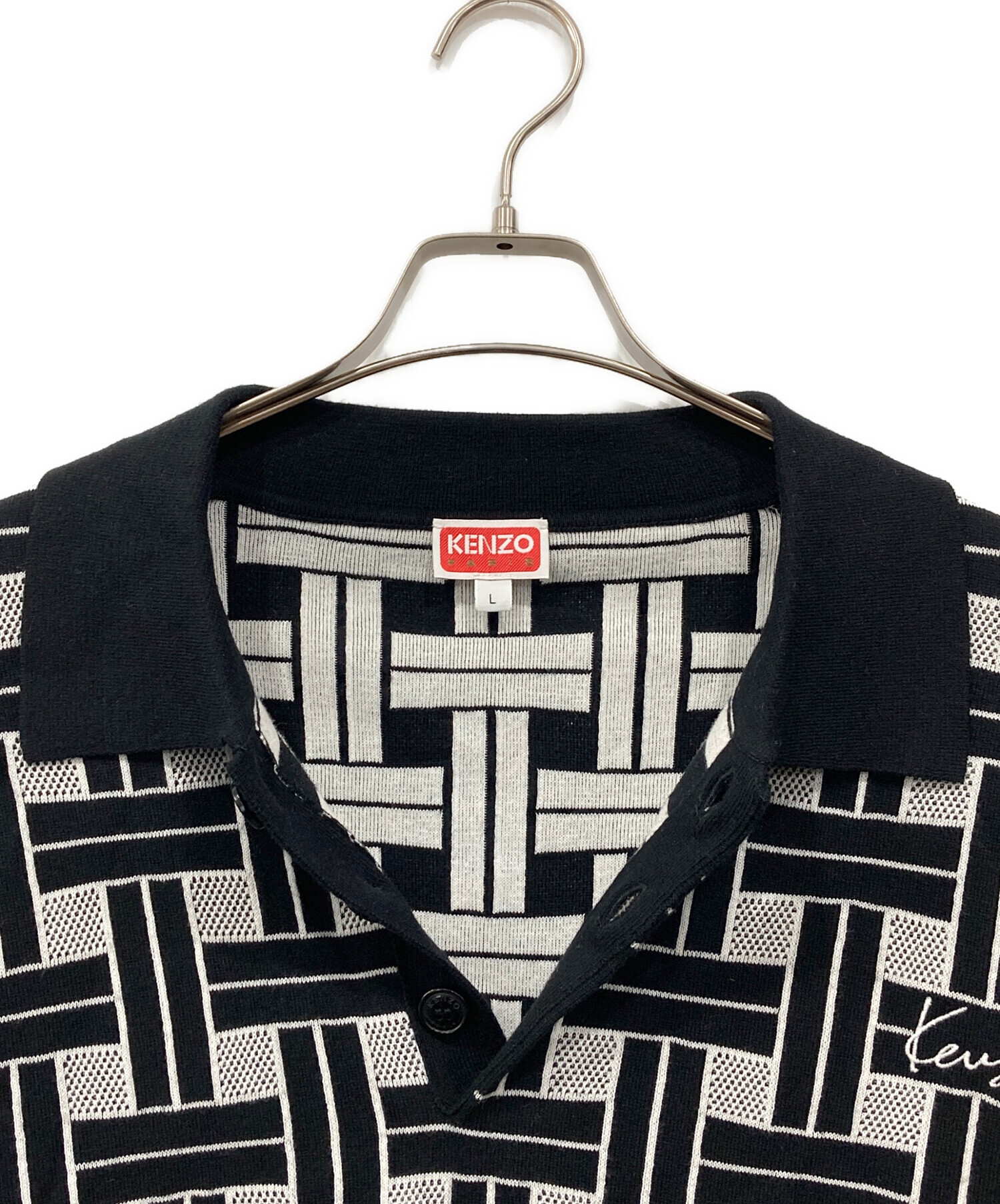 中古・古着通販】KENZO (ケンゾー) ポロシャツ ブラック×ホワイト
