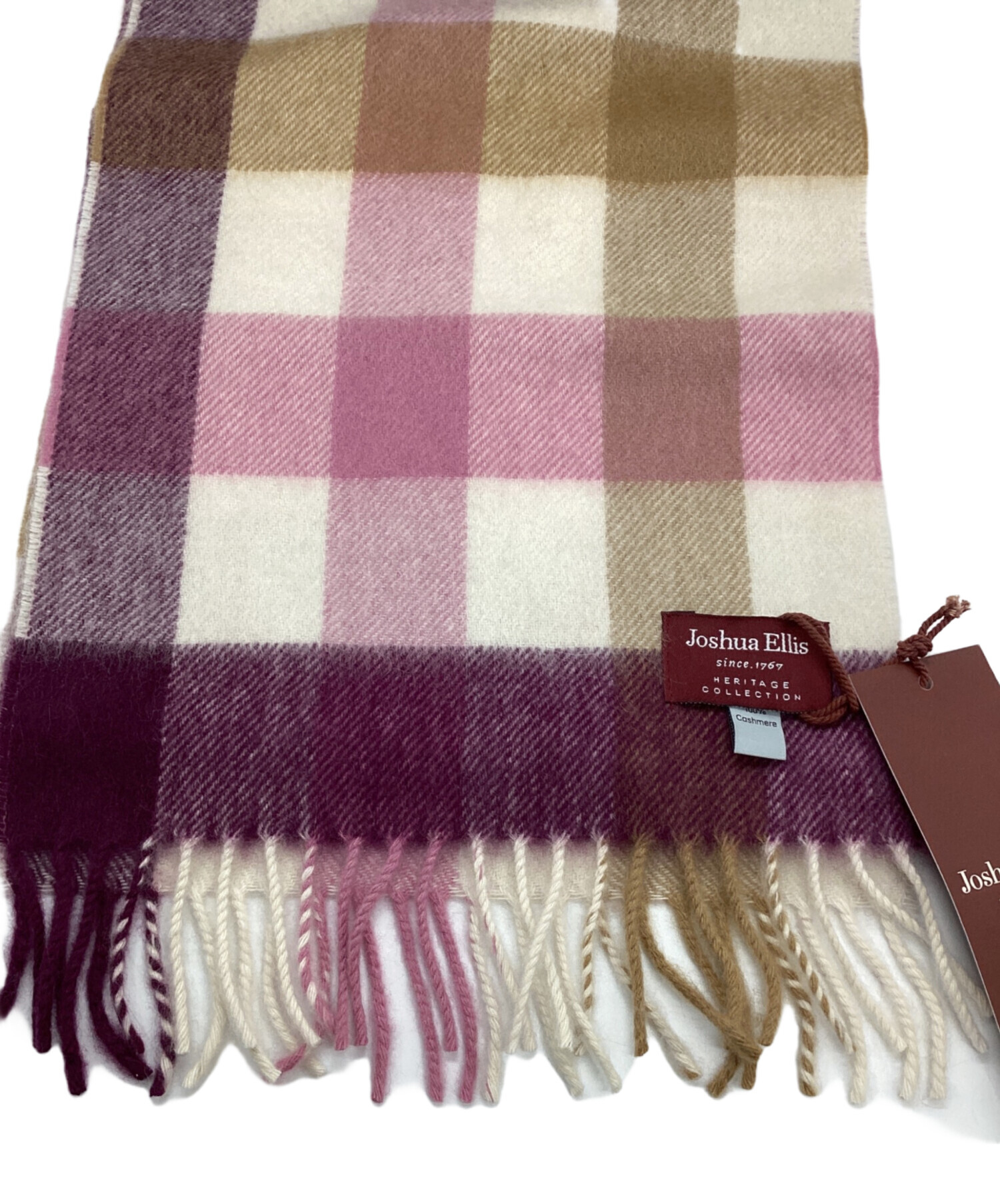 ジョシュアエリス JOSHUA ELLIS カシミヤ マフラー　ピンク　チェック 中古・古着通販】JOSHUA ELLIS (ジョシュア エリス) カシミヤチェック