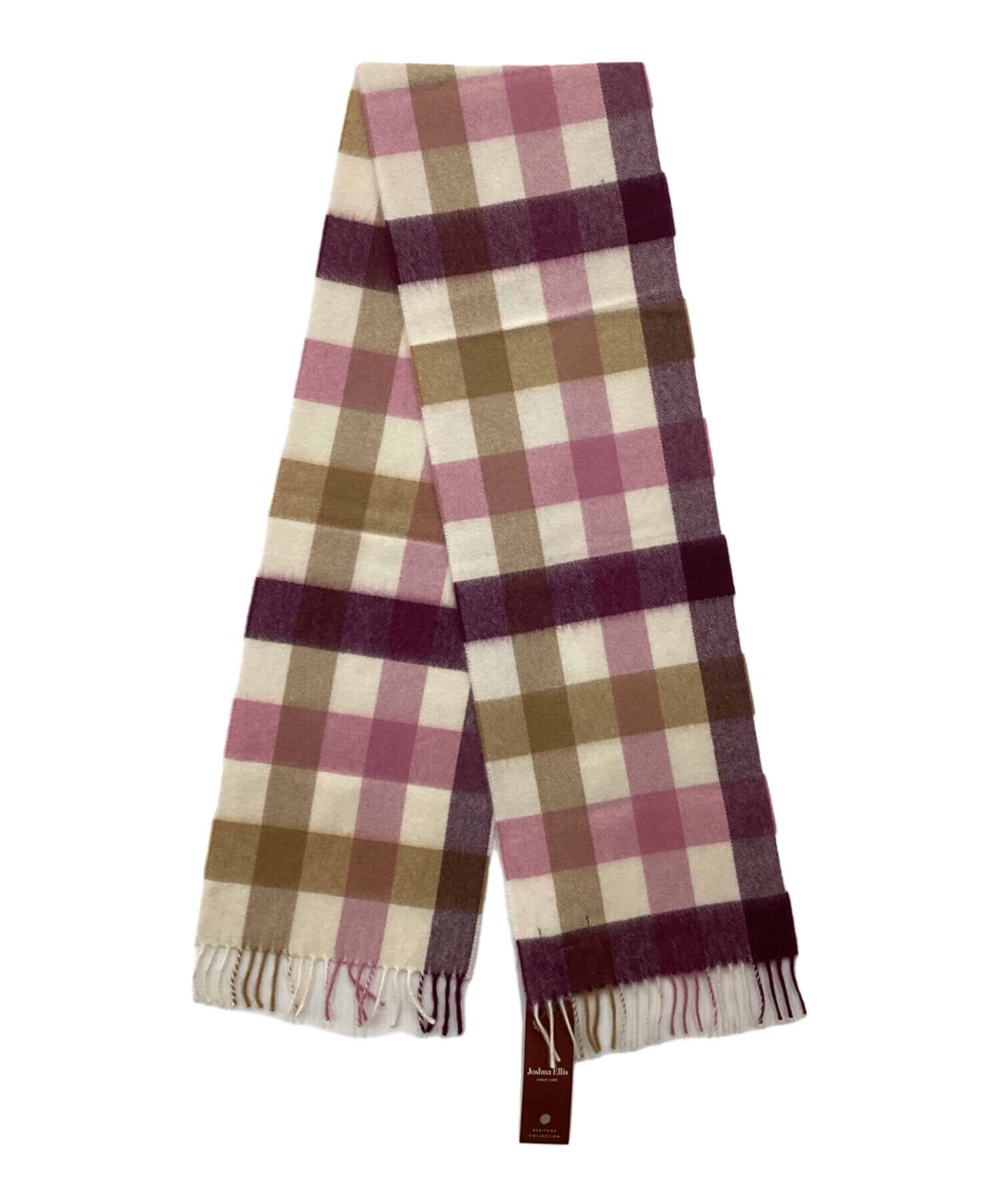 ジョシュアエリス JOSHUA ELLIS カシミヤ マフラー　ピンク　チェック セール】【Joshua Ellis/ジョシュア エリス】カシミヤ100% 大判