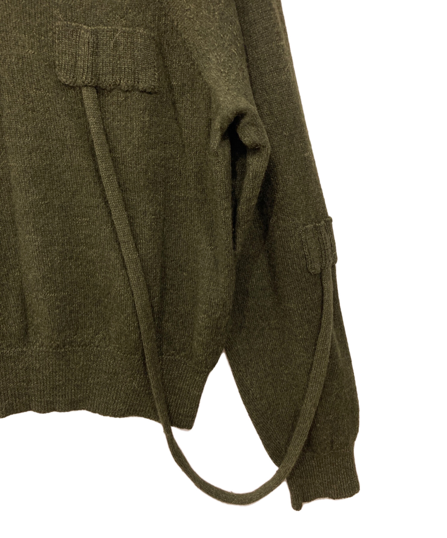 中古・古着通販】Y's (ワイズ) デザインVネックニット グリーン サイズ