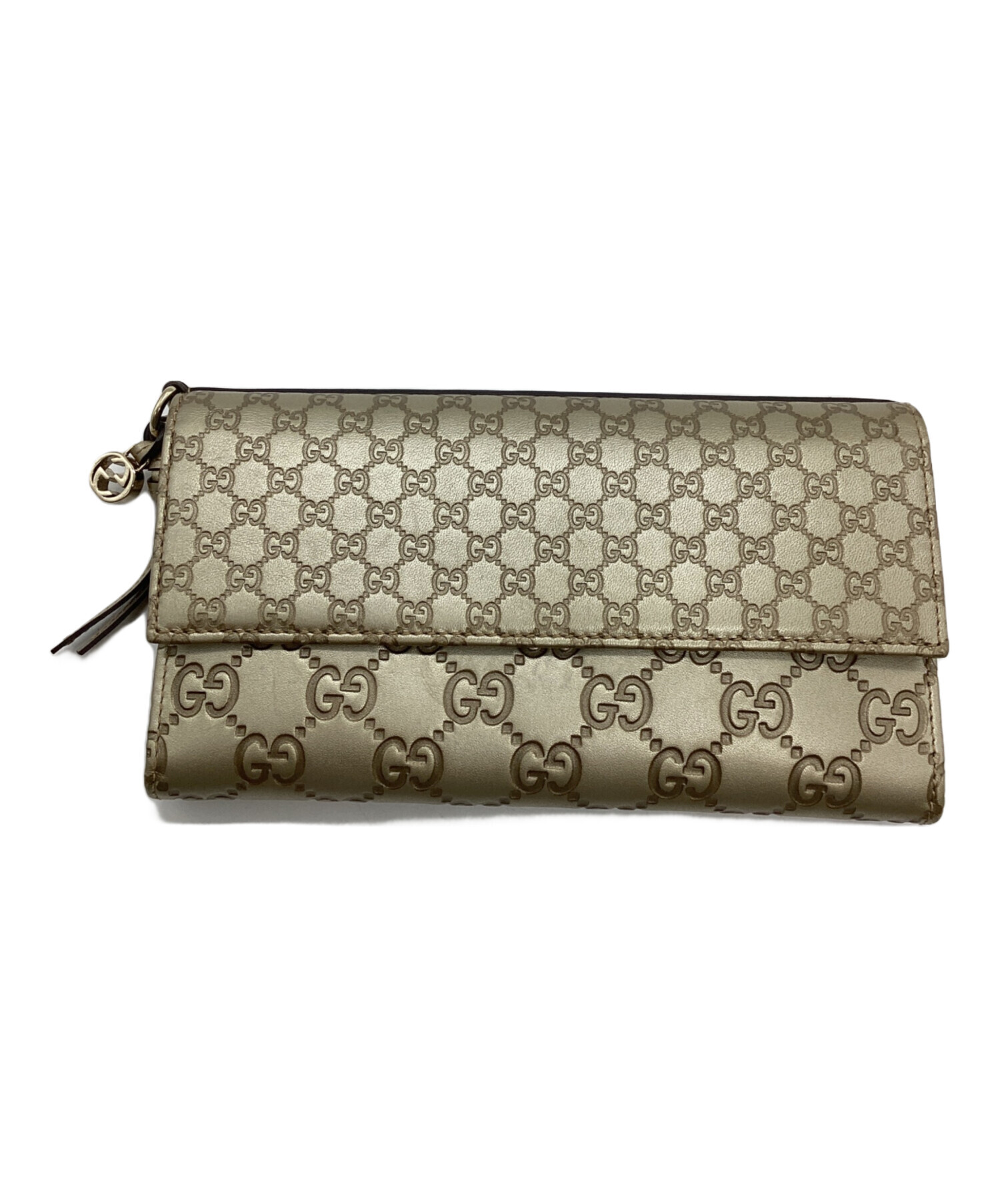 中古・古着通販】GUCCI (グッチ) GGロゴロングウォレット ゴールド