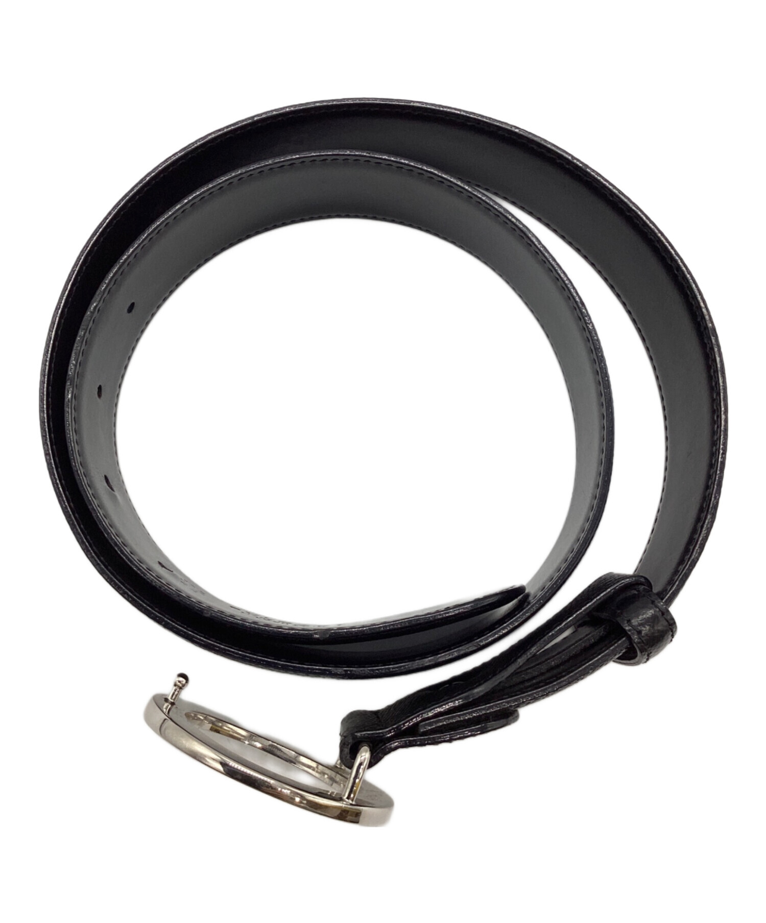 中古・古着通販】BVLGARI (ブルガリ) レザーベルト ブラック サイズ