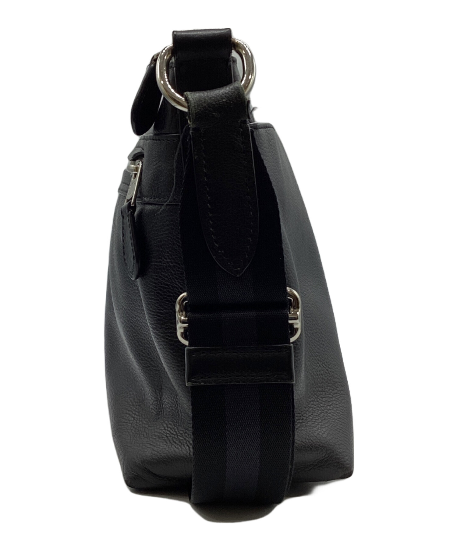 中古・古着通販】COACH (コーチ) レザーショルダーバッグ ブラック 
