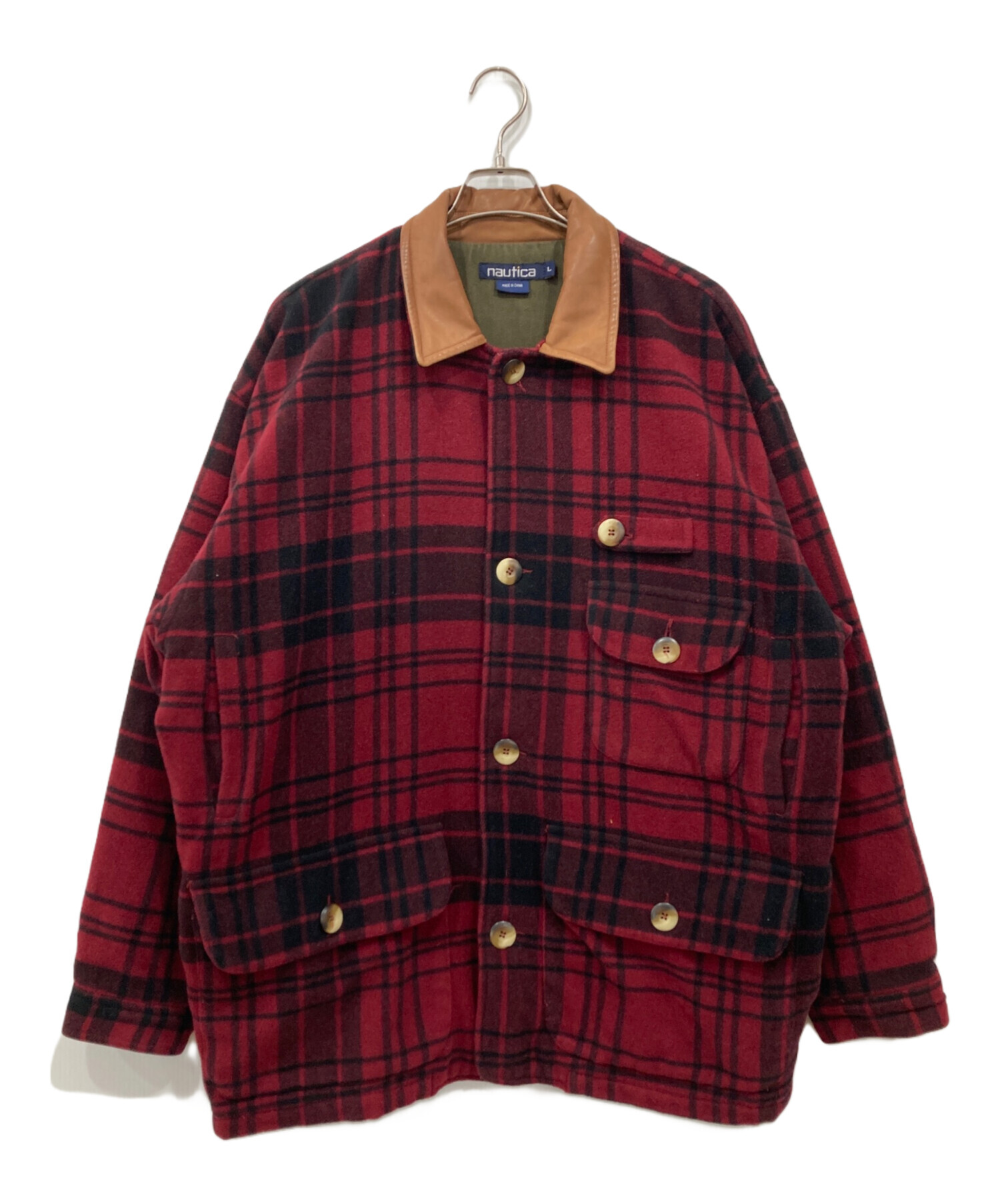 中古・古着通販】NAUTICA (ノーティカ) 襟レザーウールチェック 