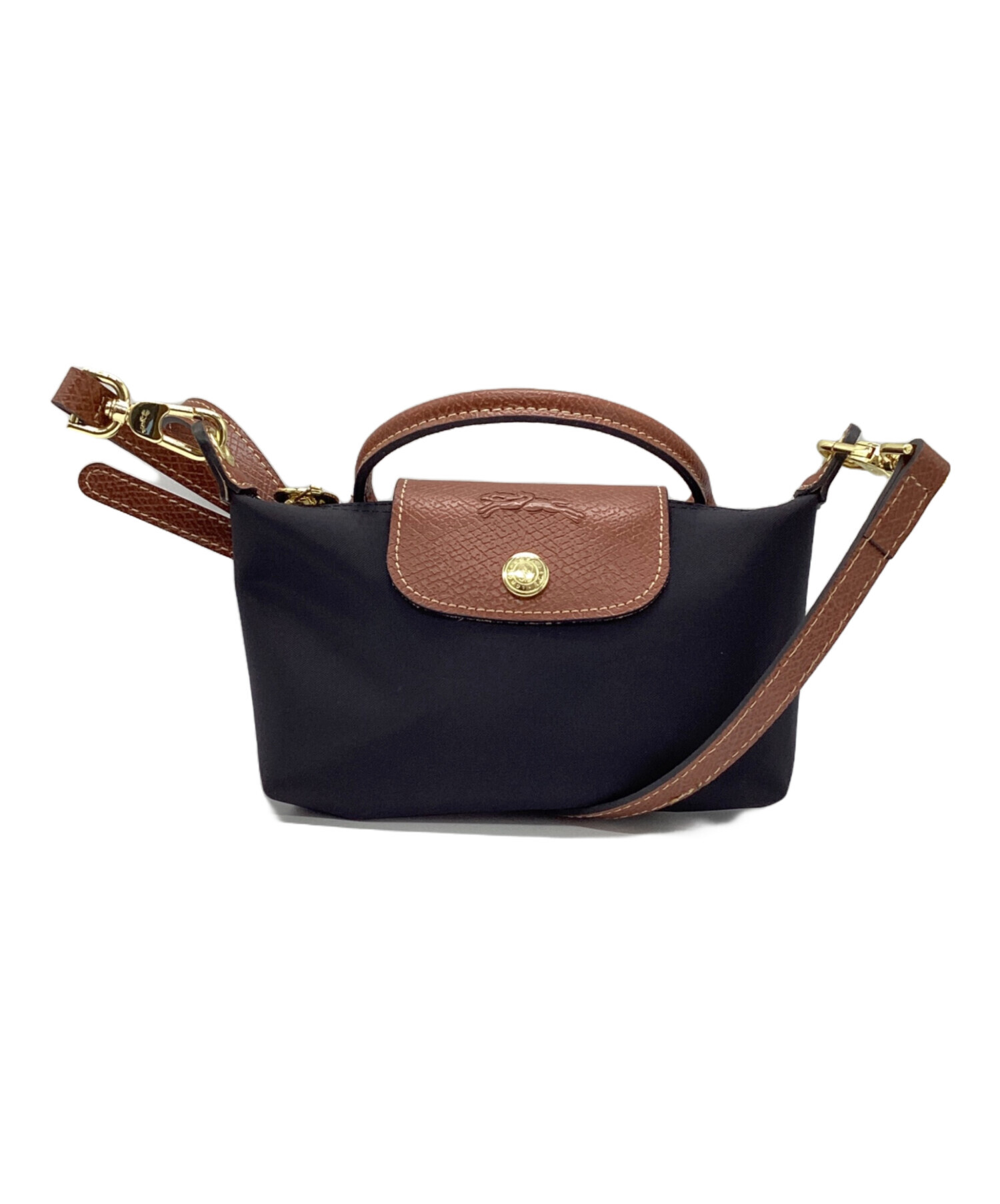 ロンシャン ポーチ ハンドバッグ ブラック 未使用に近い 中古・古着通販】LONGCHAMP (ロンシャン) ショルダーポーチ ブラック