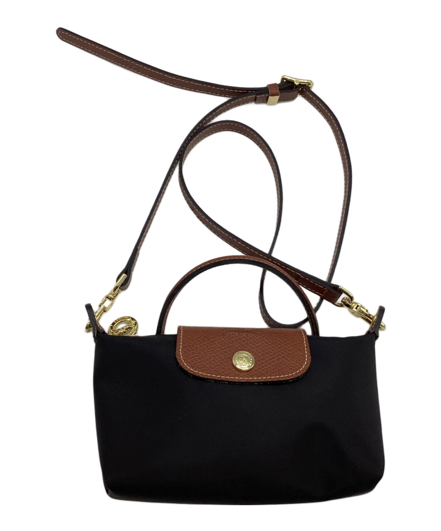 ロンシャン ポーチ ハンドバッグ ブラック 未使用に近い 中古・古着通販】LONGCHAMP (ロンシャン) ショルダーポーチ ブラック