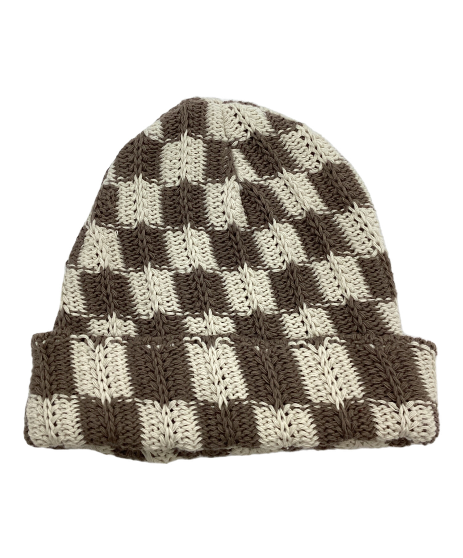 中古・古着通販】sundays.xyz (-) taupeビーニー チェック ニット帽