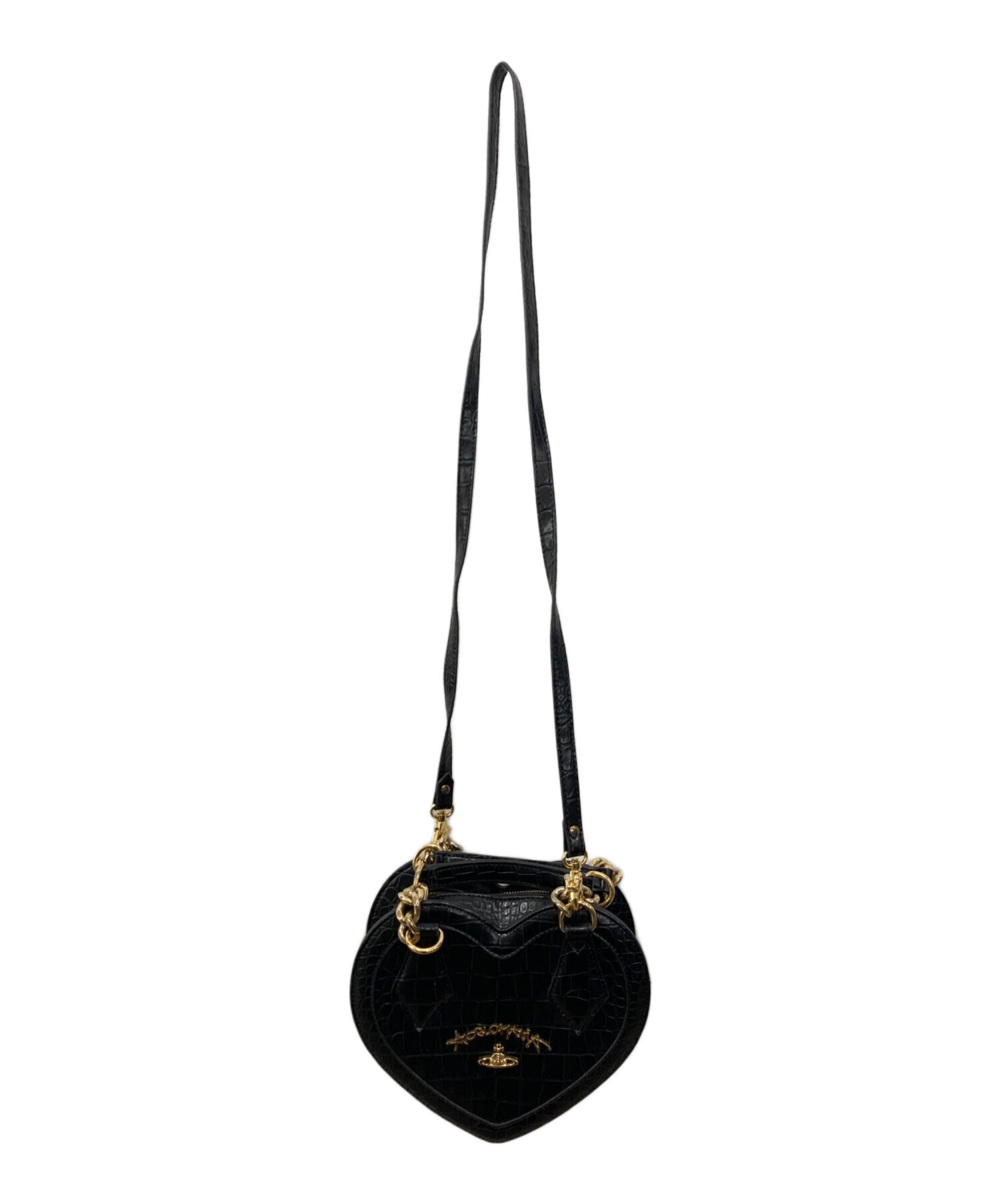 【みお】vivienne westwood 2way ハートバッグ 黒 Vivienne Westwood 2way Shoulder Bag Heart Shaped zip color Black