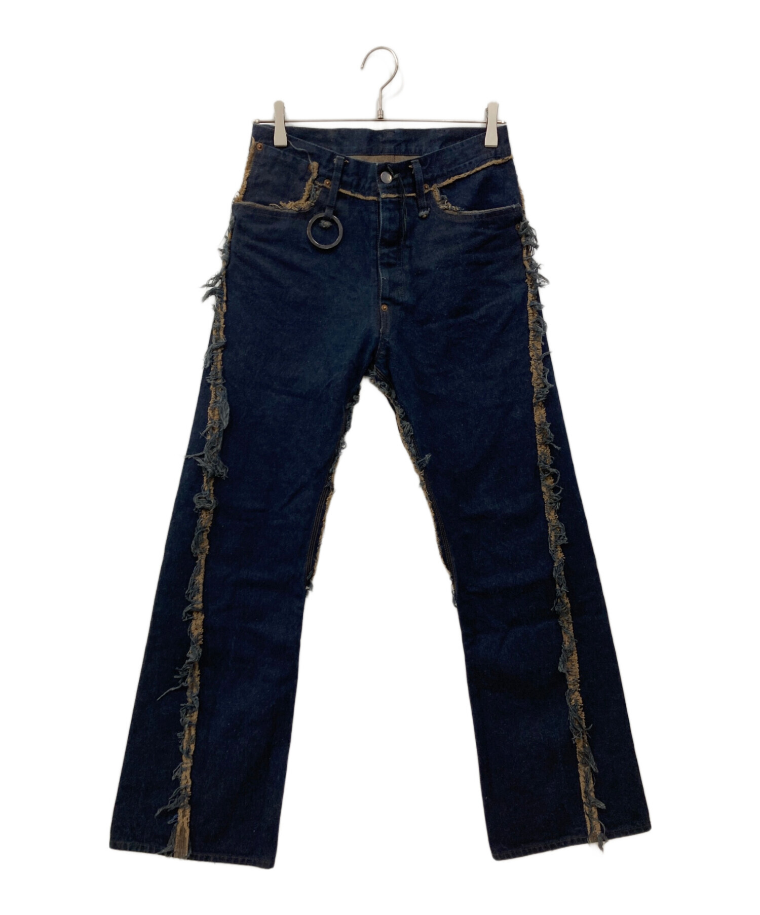 minus(-)マイナス フリンジデニムパンツ ブルーデニム インディゴブルー 中古・古着通販】MINUS (マイナス) フリンジデニムパンツ インディゴ