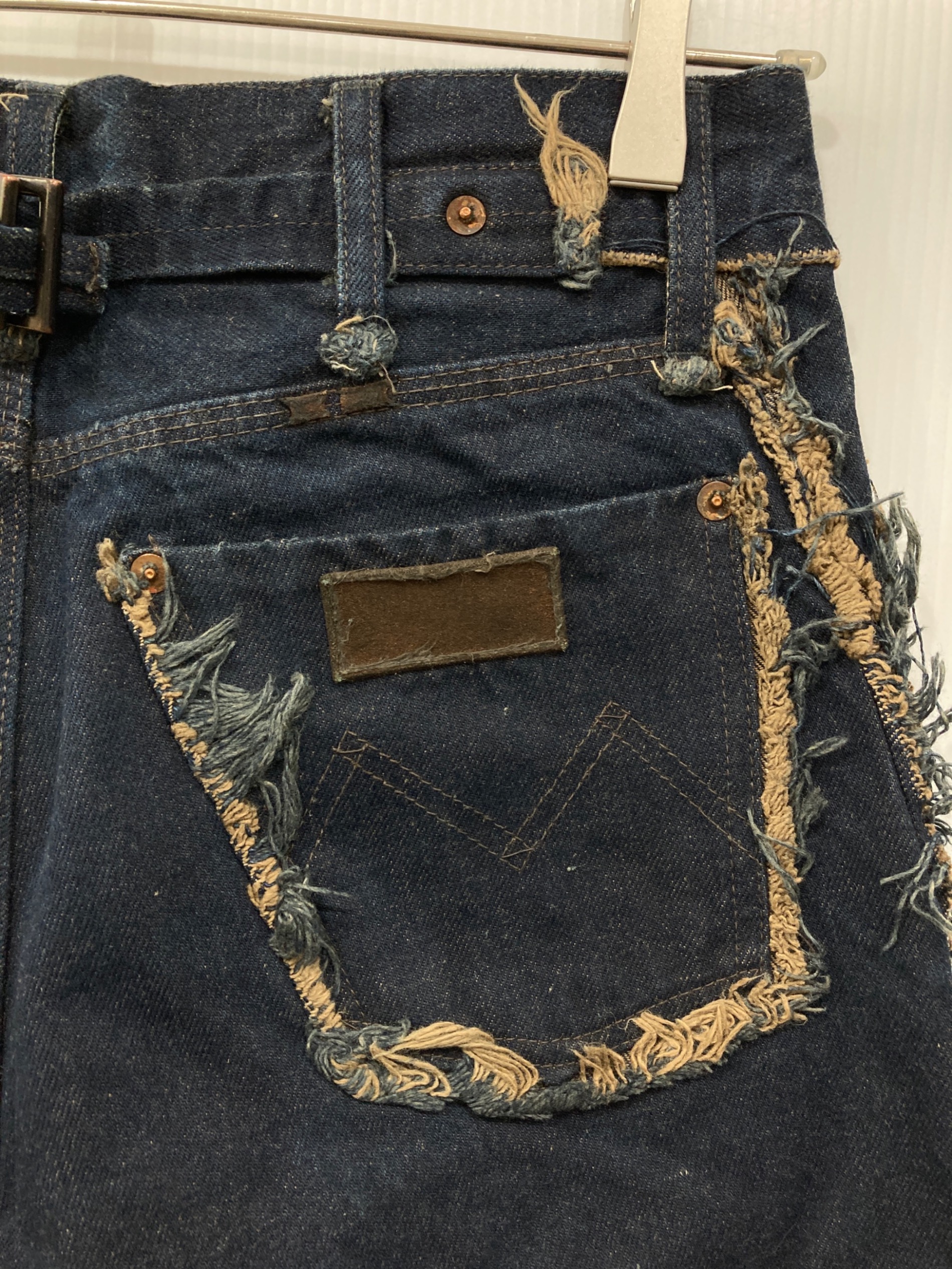 中古・古着通販】MINUS (マイナス) フリンジデニムパンツ インディゴ