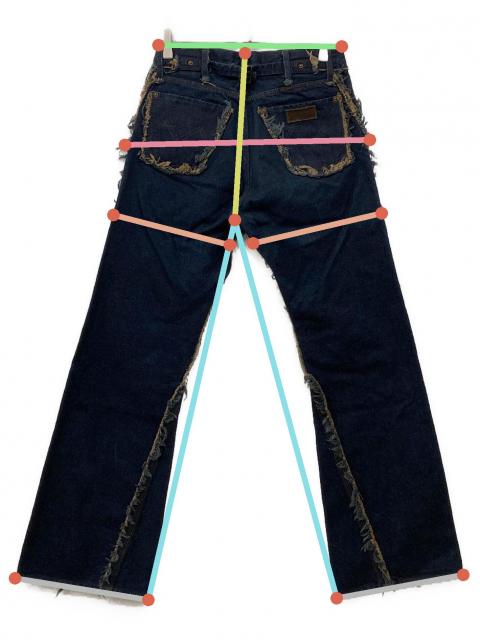 中古・古着通販】MINUS (マイナス) フリンジデニムパンツ インディゴ