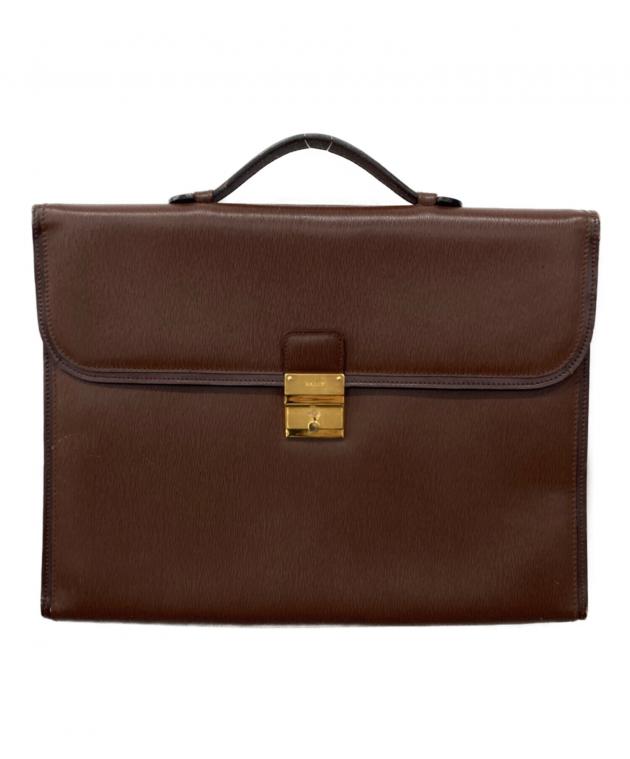 【良品】BALLY ビジネスバッグ ブリーフケース レザー 鍵付き ブラウン 中古・古着通販】BALLY (バリー) レザーブリーフケース ブラウン