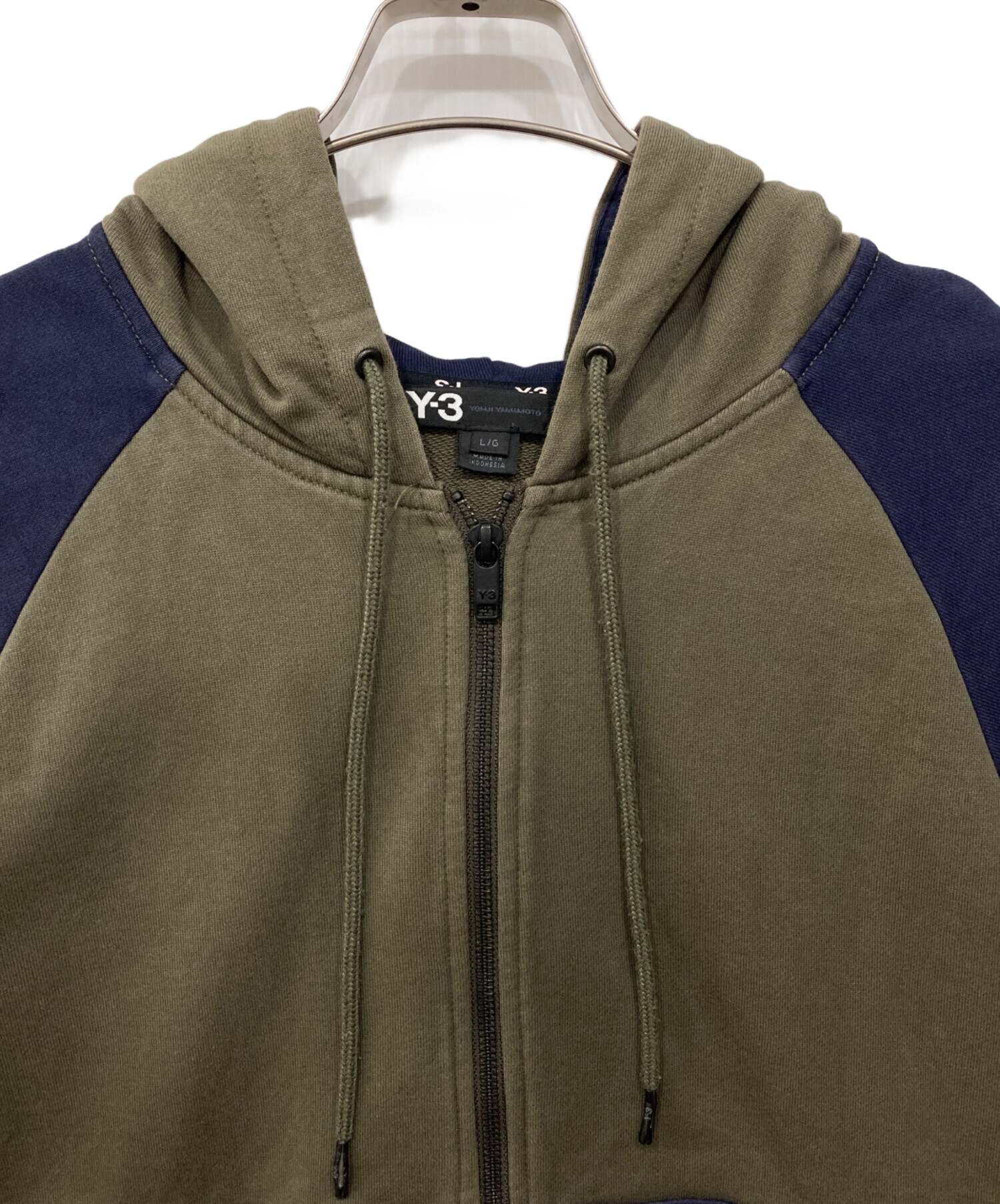中古・古着通販】Y-3 (ワイスリー) ジップパーカー ネイビー×カーキ