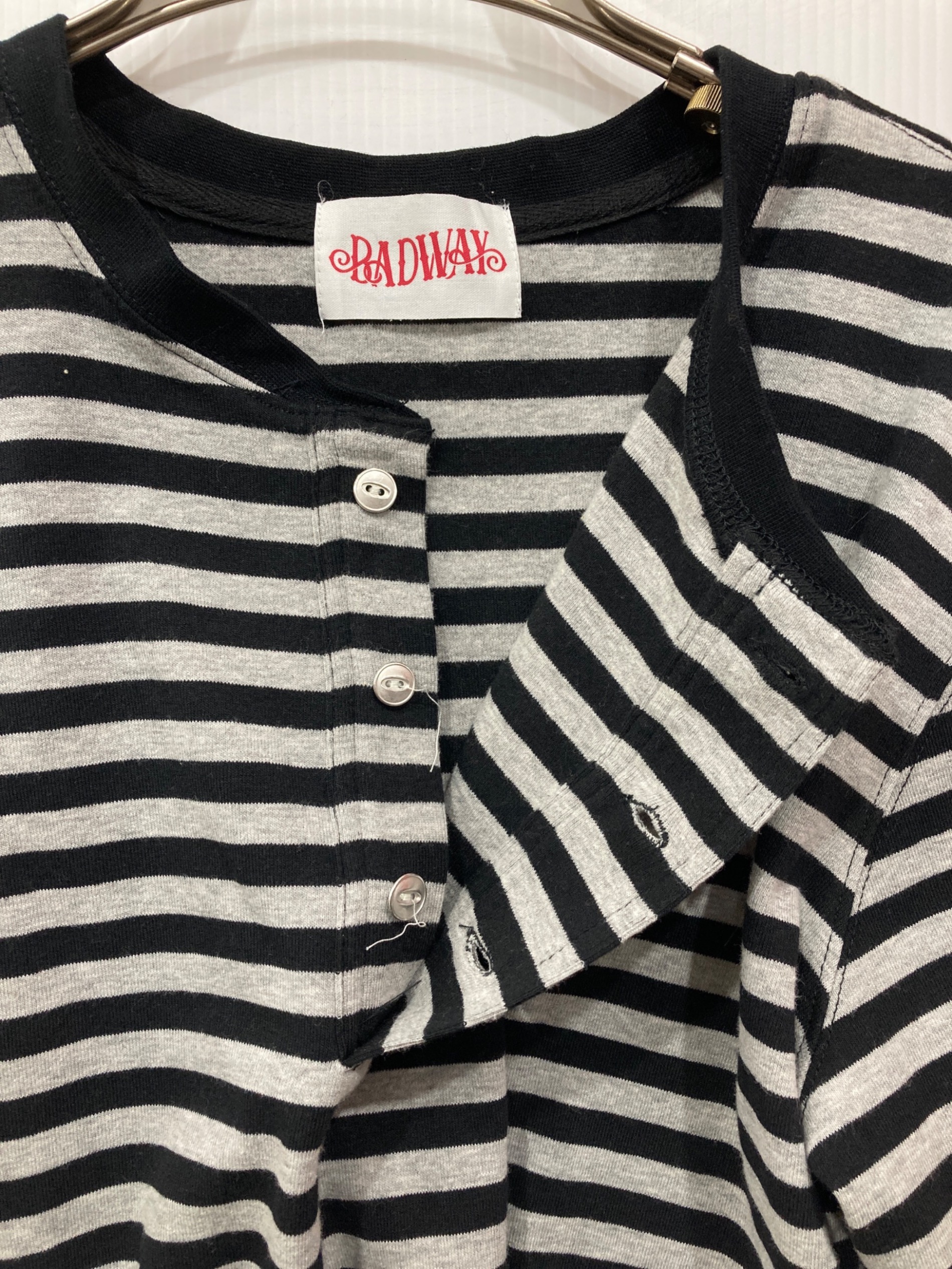 中古・古着通販】BADWAY (バッドウェイ) ボーダーカットソー ブラック