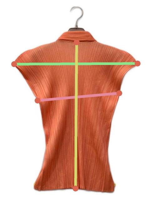 ISSEYMIYAKE(イッセイミヤケ) ノースリーブシャツブラウス サイズ3 L レディース - グリーン×オレンジ 2009SS 中古・古着通販】ISSEY MIYAKE (イッセイミヤケ) ノースリーブプリーツ