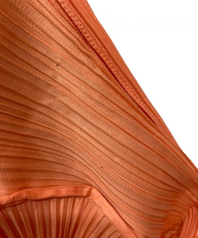 ISSEYMIYAKE(イッセイミヤケ) ノースリーブシャツブラウス サイズ3 L レディース - グリーン×オレンジ 2009SS PLEATS PLEASE ISSEY MIYAKE - PLEATS PLEASE(プリーツプリーズ