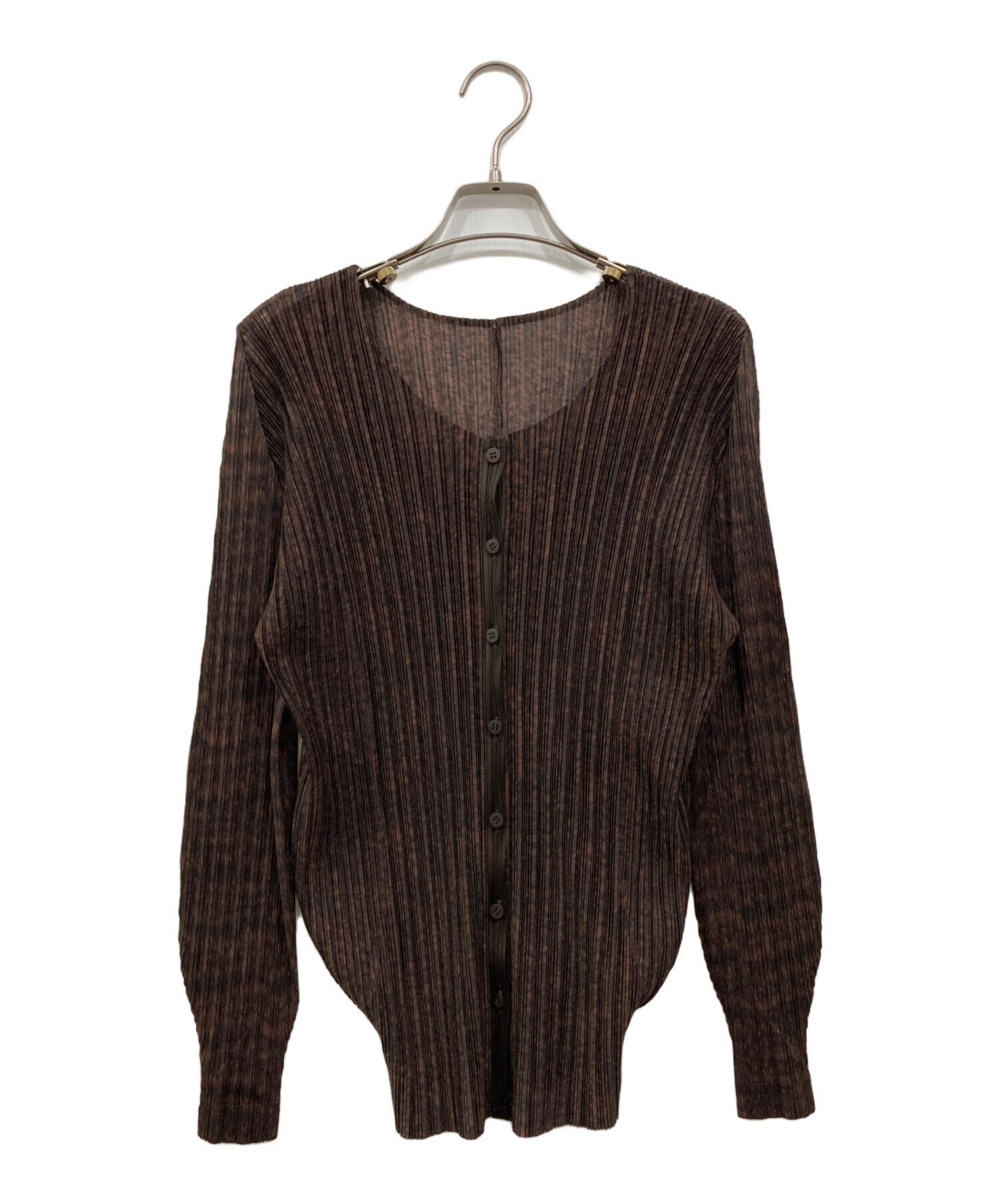 PLEATS PLEASE 長袖ロングカーディガン ダークブラウン 中古・古着通販】PLEATS PLEASE (プリーツプリーズ) プリーツ